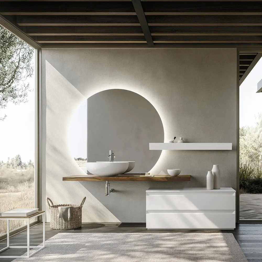 ARBI FOLD 02 WANDAUFSATZ MIT WASCHBECKEN, UNTERSCHRANK MIT 2 SCHUBLADEN, SPIEGEL