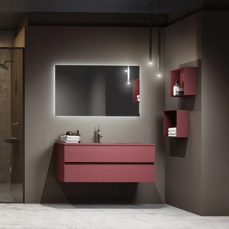 PAINT WASCHTISCHUNTERSCHRANK MIT 2 SCHUBLADEN, SPIEGEL UND LAMPE