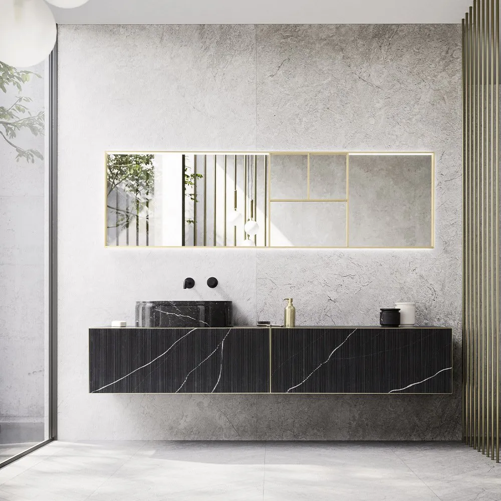 ARBI LUXOR 04 WASCHTISCHUNTERSCHRANK 2 SCHUBLADEN MIT MARMORBECKEN UND SPIEGEL