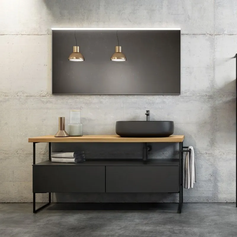 ELEMENTI METALLICI BADEZIMMERSCHRANK MIT SCHUBLADEN, WASCHBECKEN UND SPIEGEL