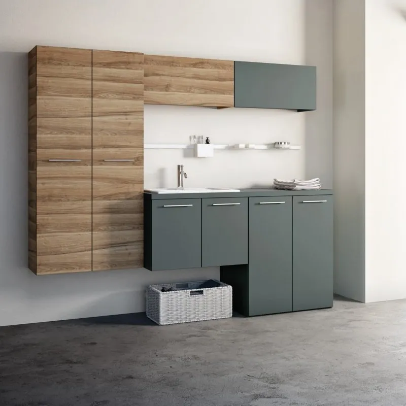 LAVANDERIA 2-TÜRIGER WASCHBECKENSCHRANK, SCHUHREGAL UND WASCHMASCHINENABDECKUNG