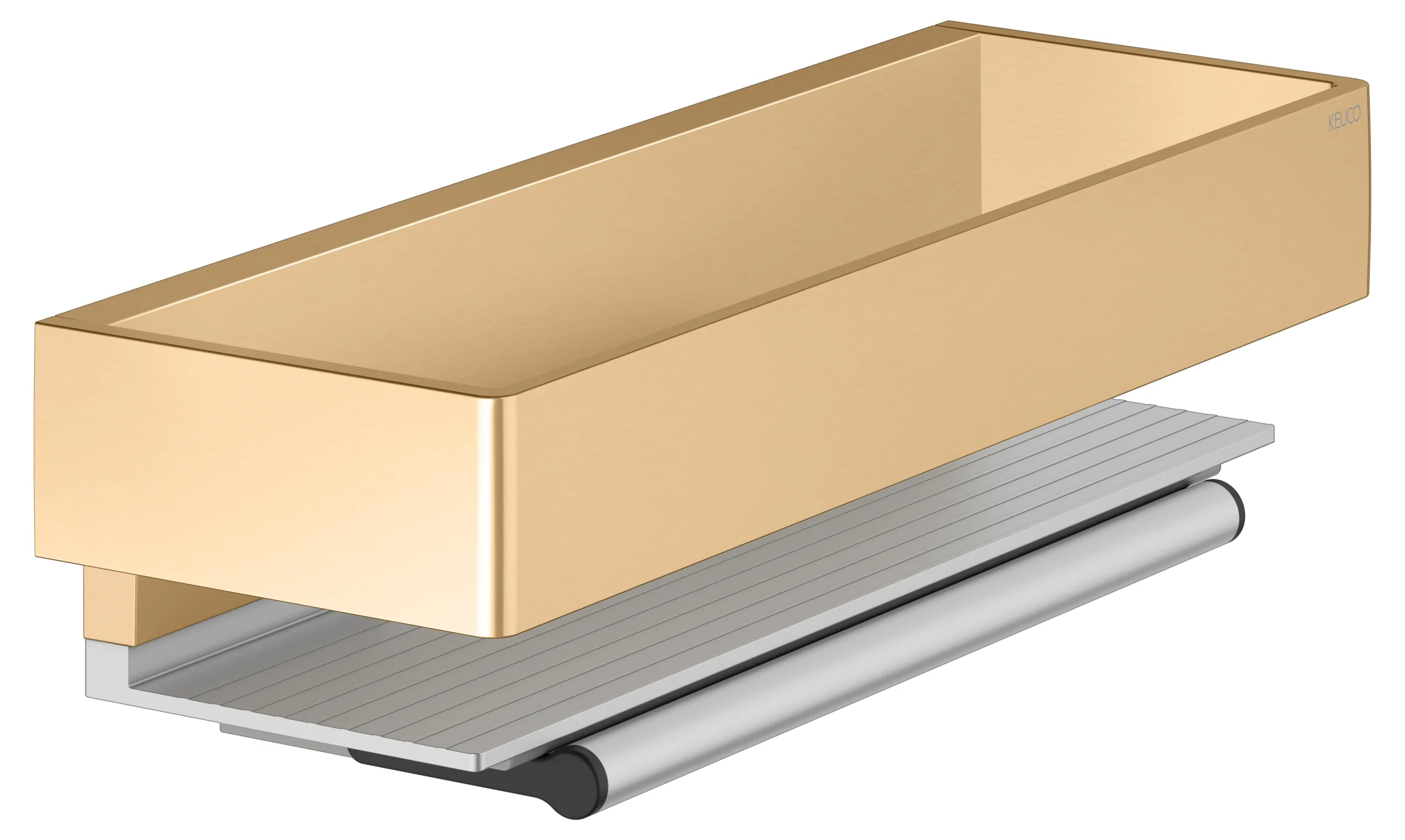 Edition 11 Duschkorb mit Glasabzieher Messing gebürstet / Alu