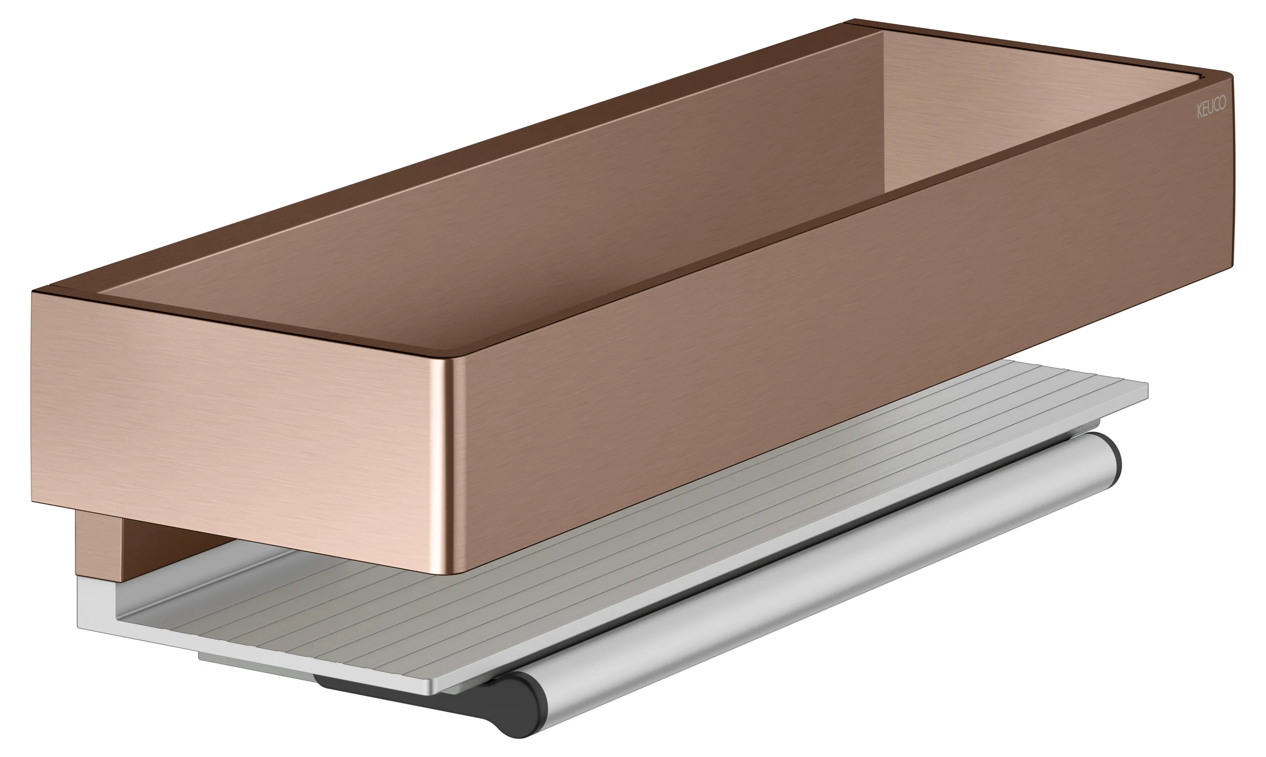 Edition 11 Duschkorb mit Glasabzieher Rotgold gebürstet / Alu