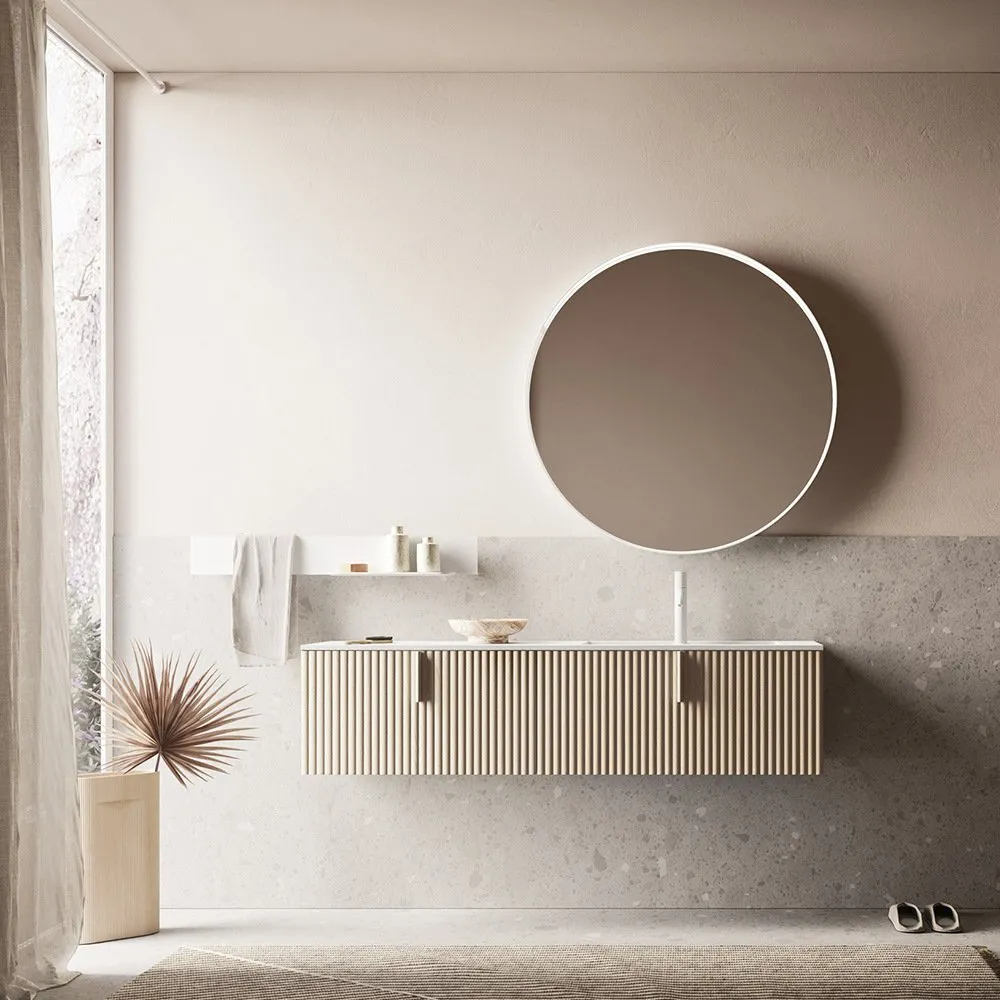 ARBI CODE WAVE 09 WASCHTISCHUNTERSCHRANK 2 SCHUBLADEN MIT REETSTANGE UND SPIEGEL