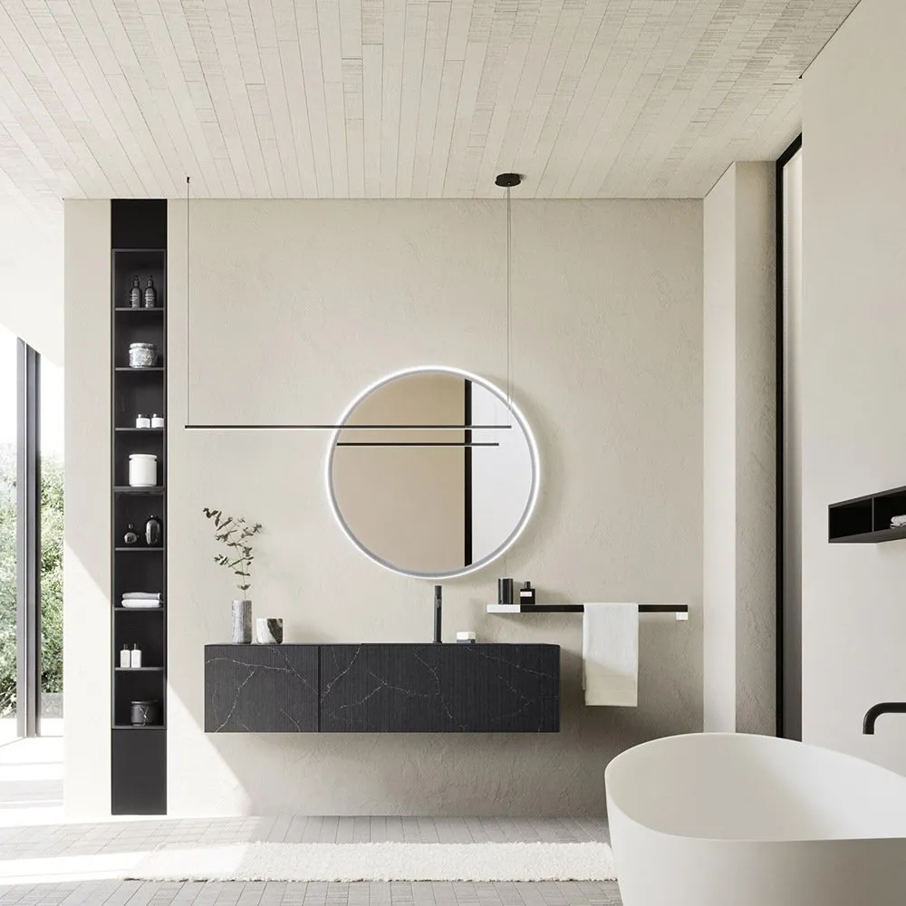 ARBI LUXOR 07 WASCHTISCHUNTERSCHRANK 2 SCHUBLADEN MIT HANDTUCHHALTER UND SPIEGEL