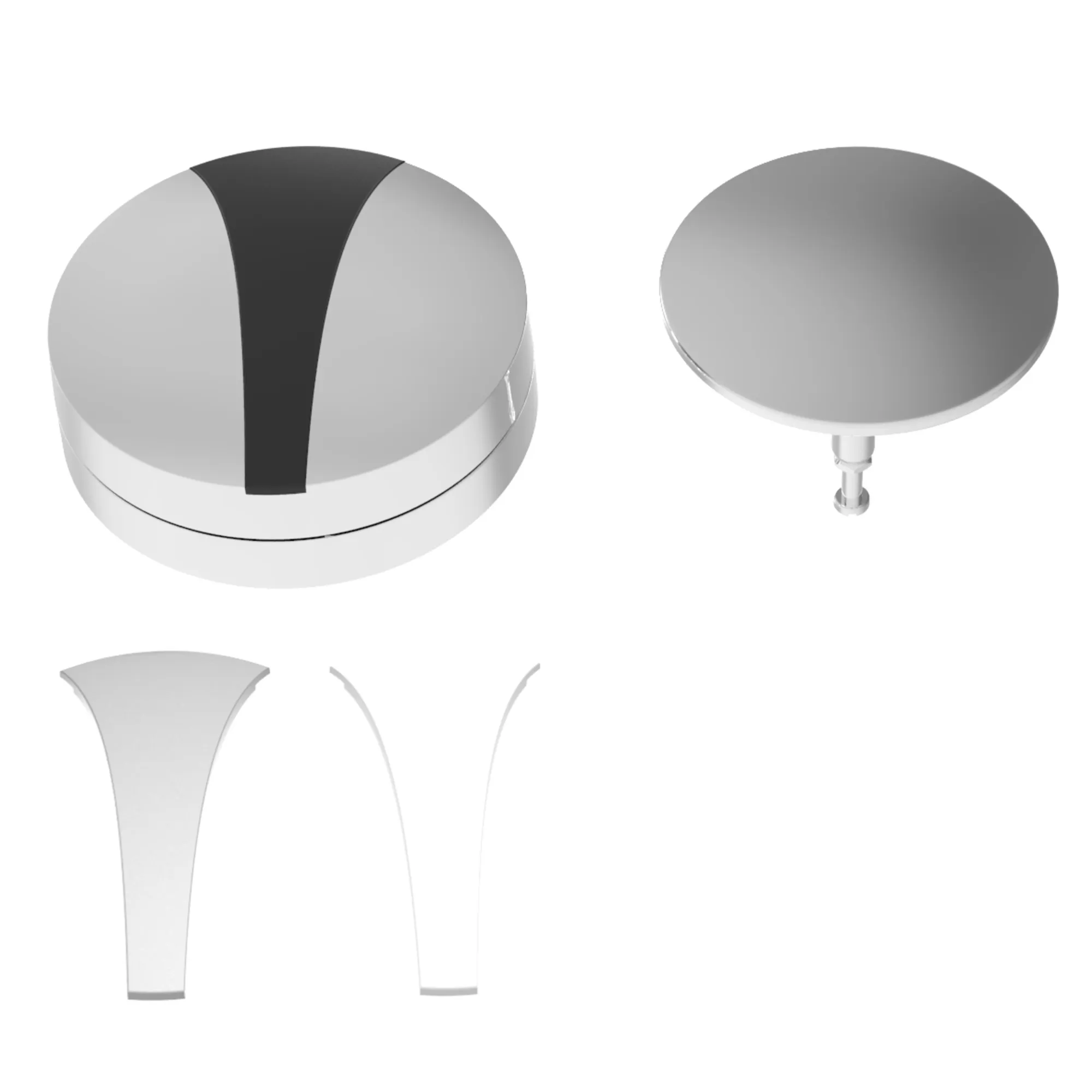 Bedieneinheit (nur sichtbare Teile) für Ab- und Überlaufgarnitur ohne Wannenzulauffunktion chrom