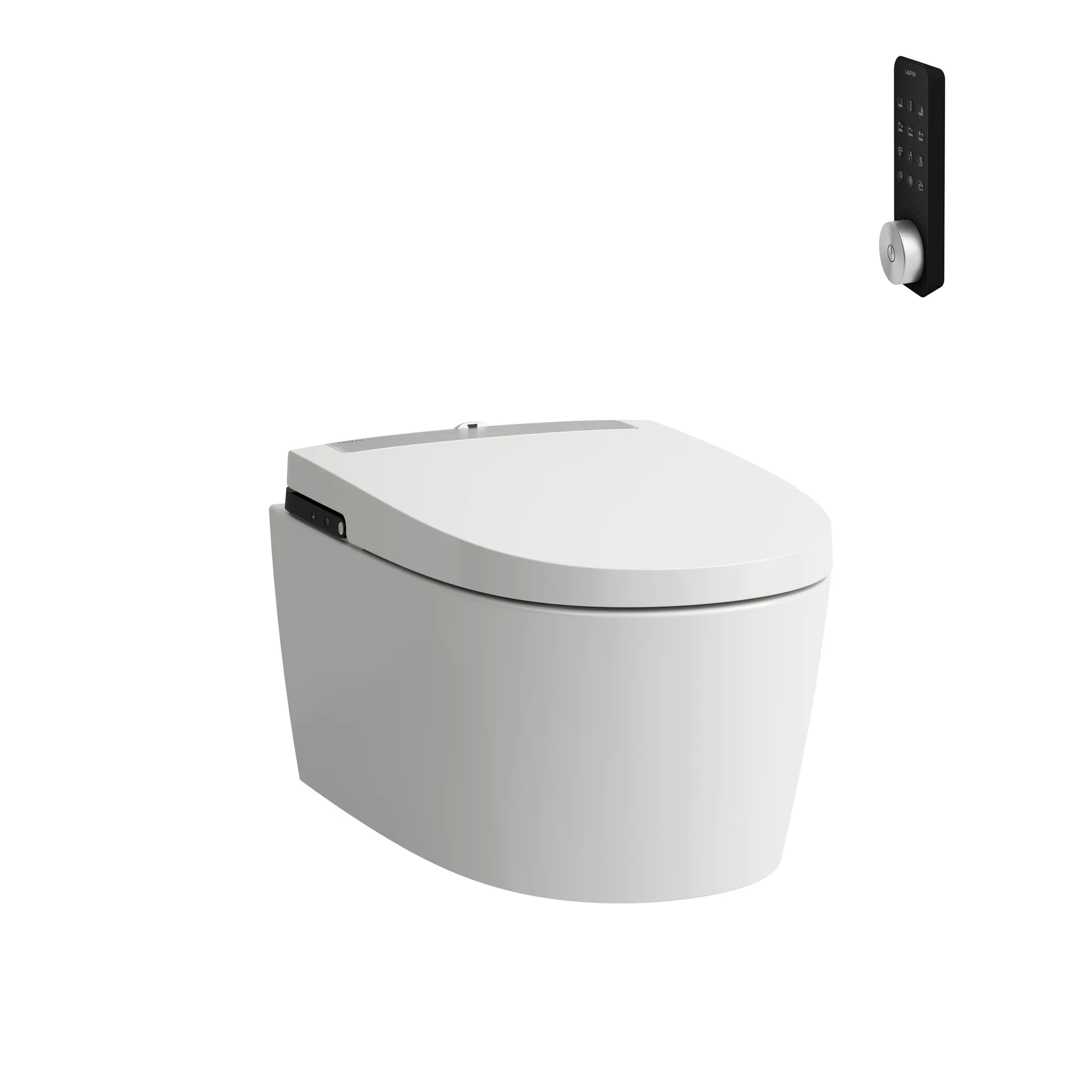 Dusch-WC wandhängend (Unterputzspülkasten, EN1717, EU-Stecker), inkl. App, IOT und Fernbedieung, Sitz & Deckel automatisches öffnen, UVC-Licht, silent flush