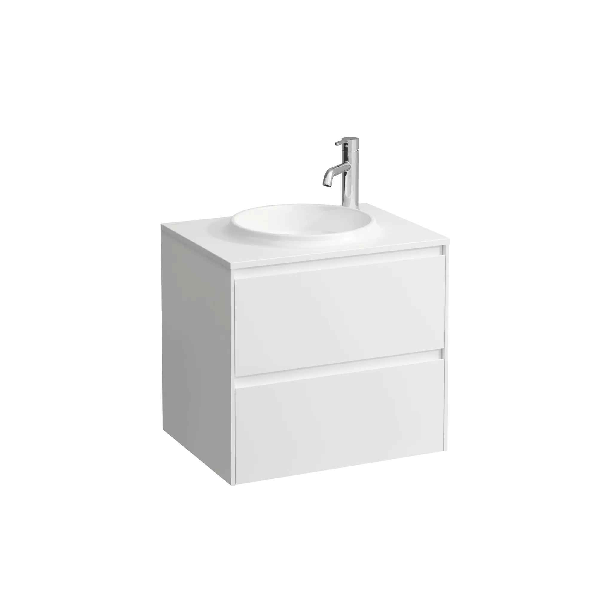 Waschtischunterbau 600, 2 Schubladen, passend zu Marbond Waschtisch H814073 weiß matt