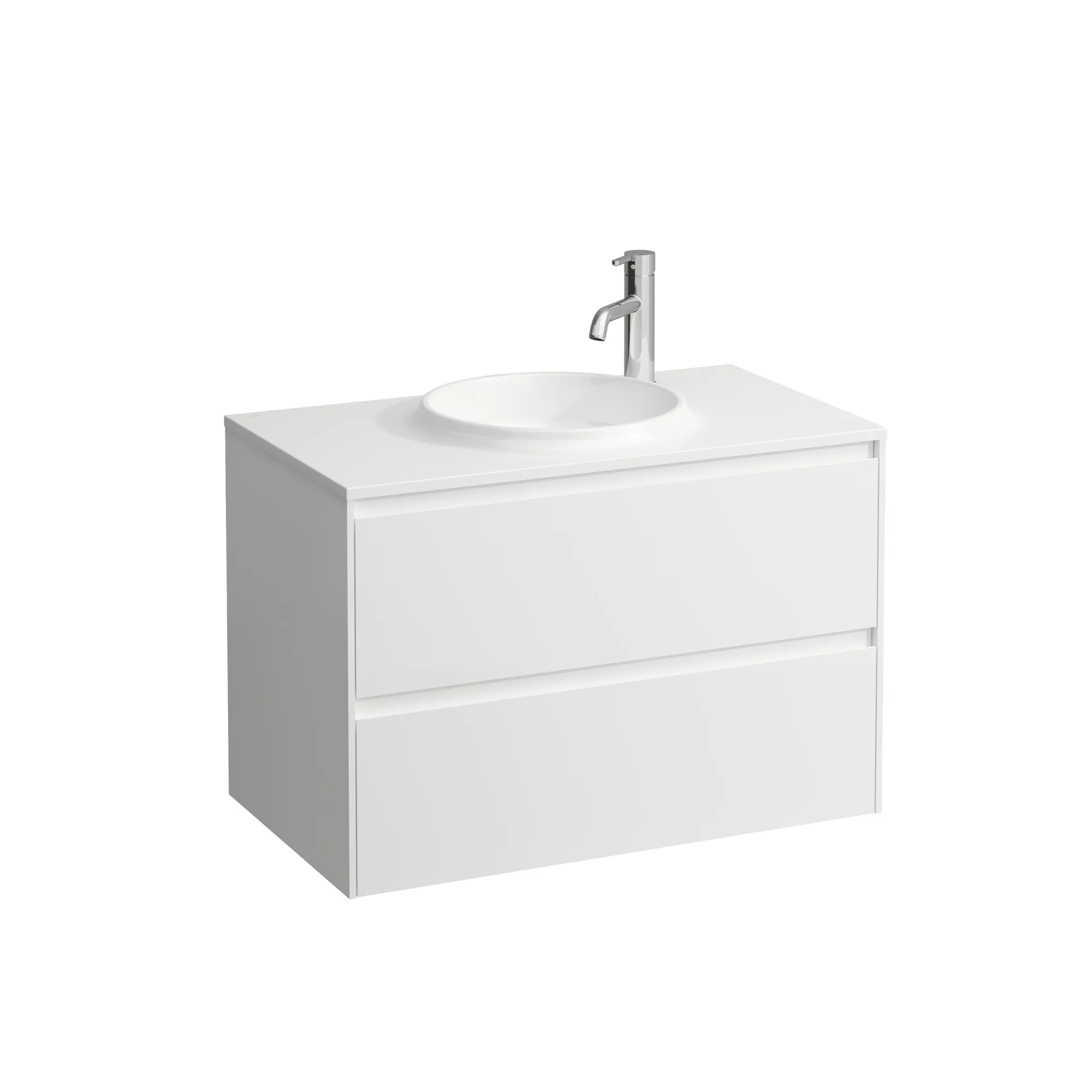 Waschtischunterbau 800, 2 Schubladen, passend zu Marbond Waschtisch H814074 weiß matt