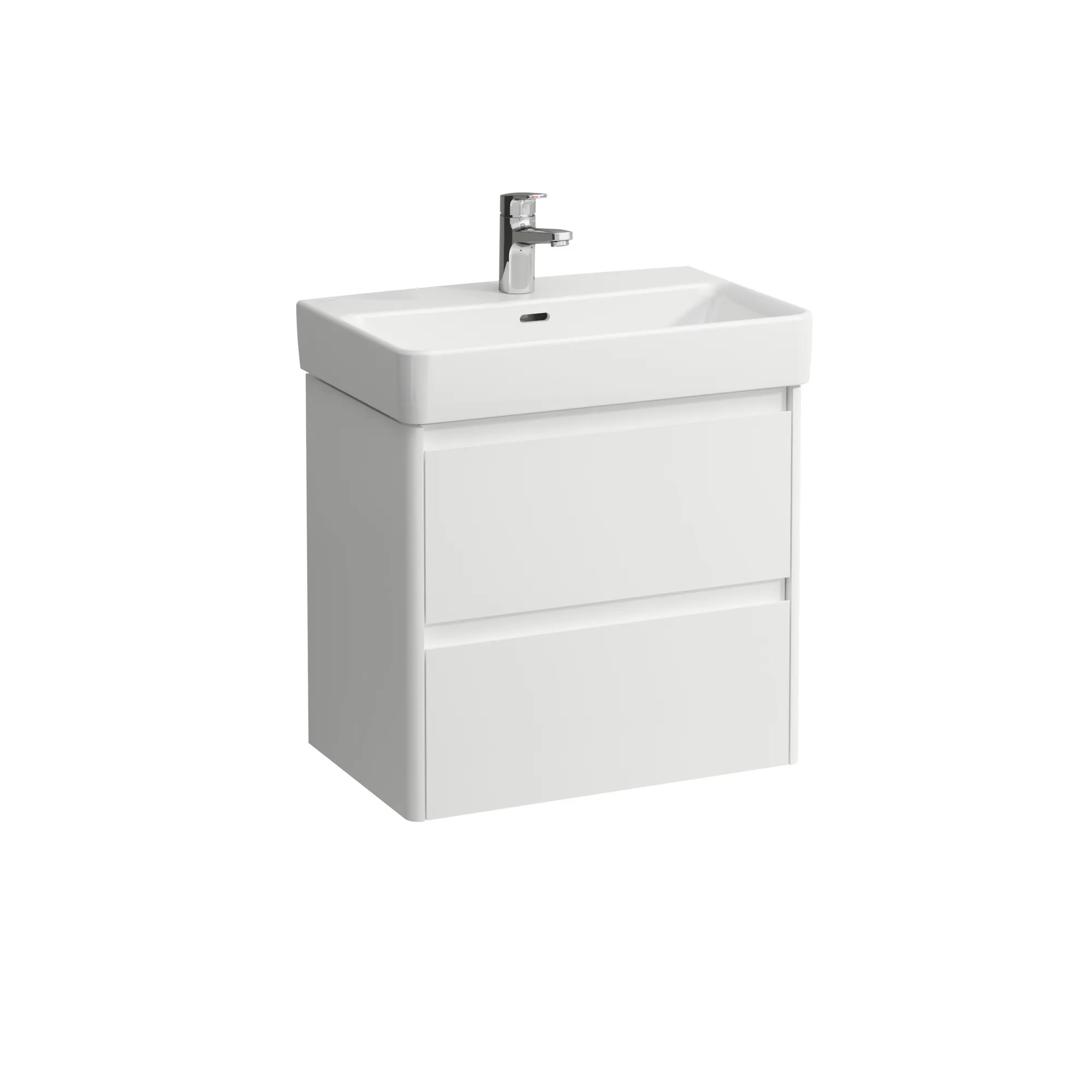 Waschtischunterbau BASE 2.0 für PRO S 361x572x515 2 Schubladen mit Griffmulde für Waschtisch H818959 COMPACT weiß matt