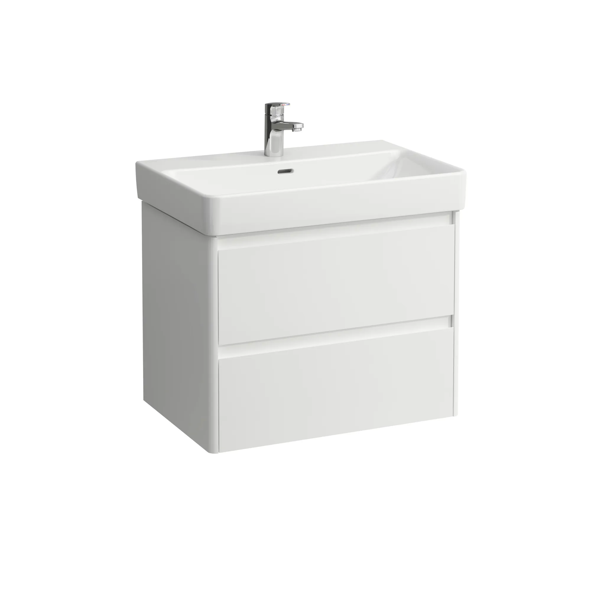 Waschtischunterbau BASE 2.0 für PRO S 446x669x515 2 Schubladen mit Griffmulde für Waschtisch H810967 weiß matt