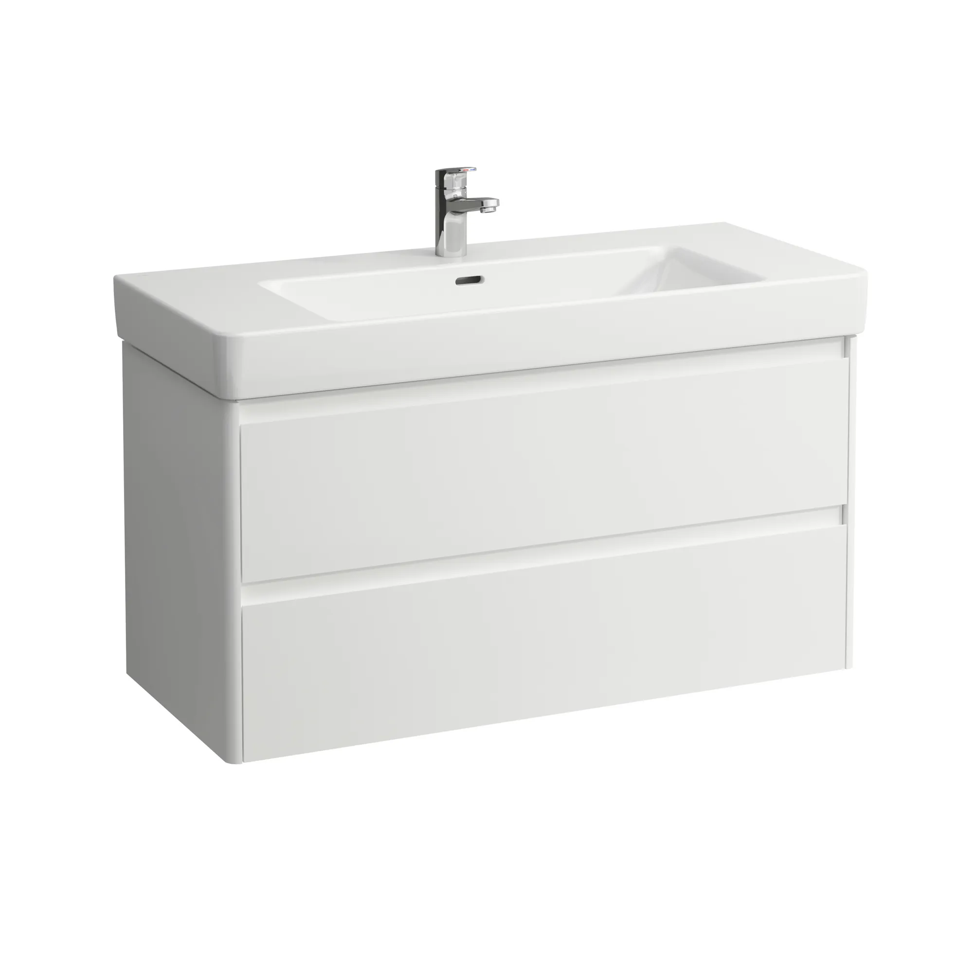 Waschtischunterbau BASE 2.0 für PRO S 446x1021x515 2 Schubladen mit Griffmulde für Waschtisch H813966 weiß matt