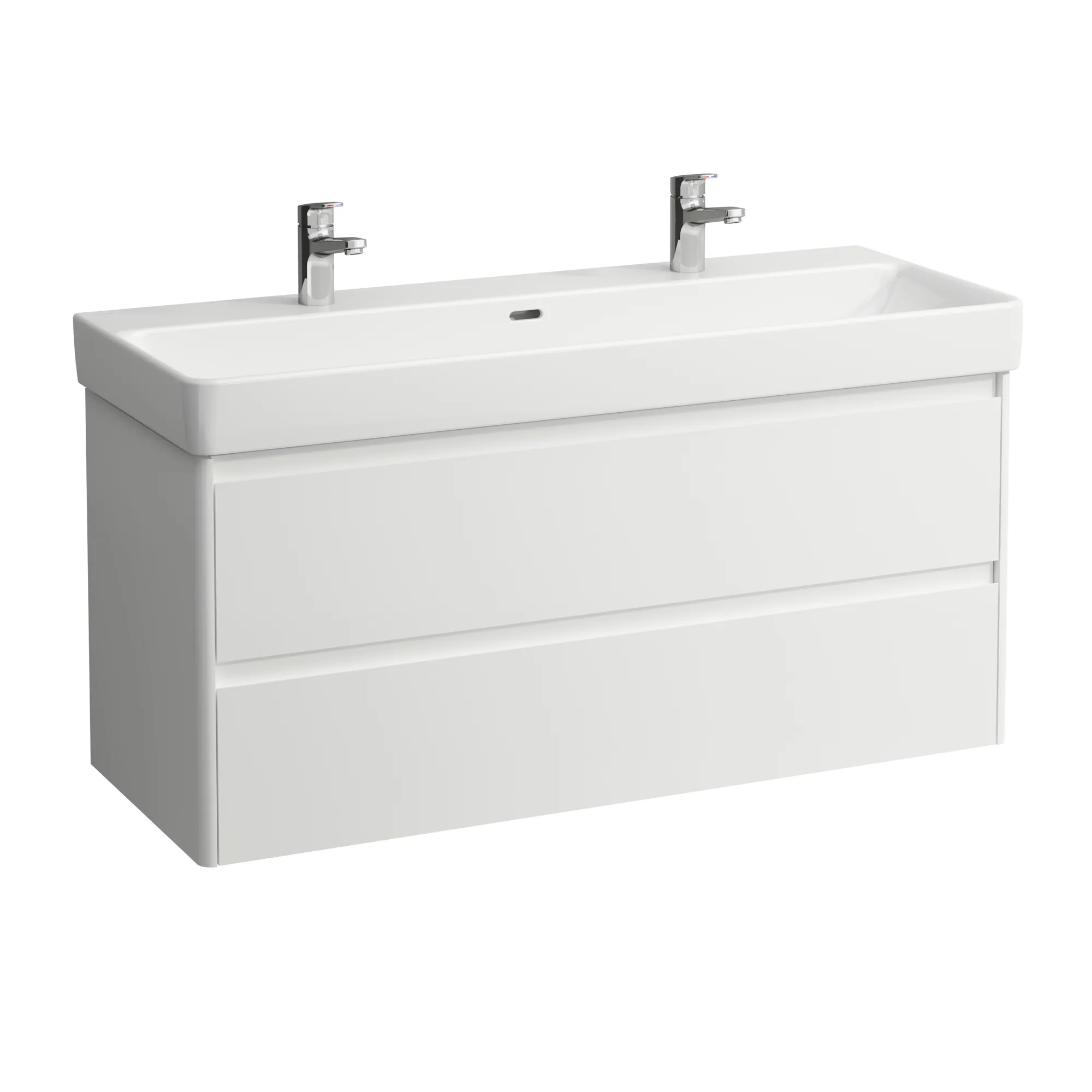 Waschtischunterbau BASE 2.0 für PRO S 446x1168x515 2 Schubladen mit Griffmulde für Waschtisch H814965 weiß matt