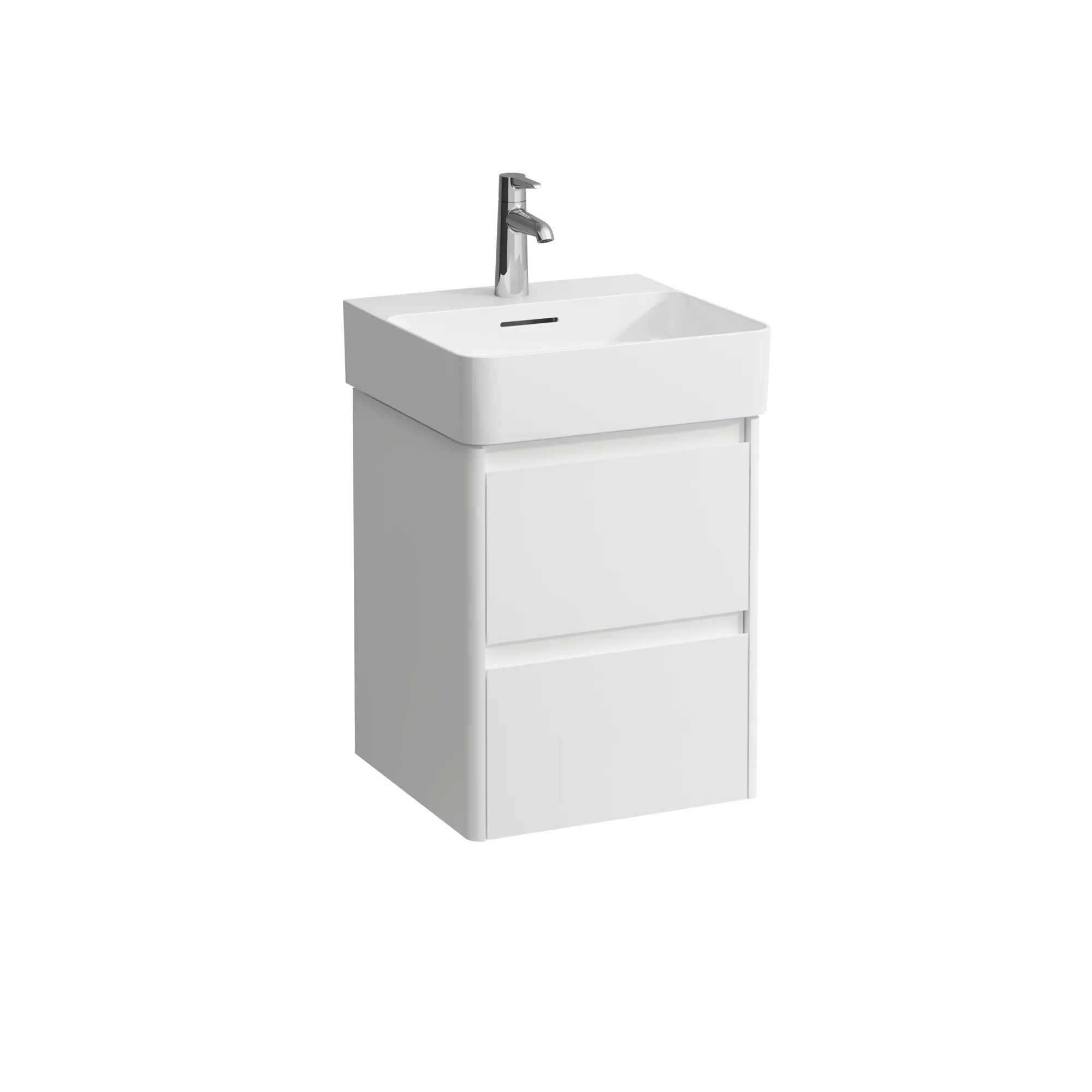 Waschtischunterbau BASE 2.0 für VAL 400x422x515 2 Schubladen mit Griffmulde für Waschtisch H815281 weiß matt