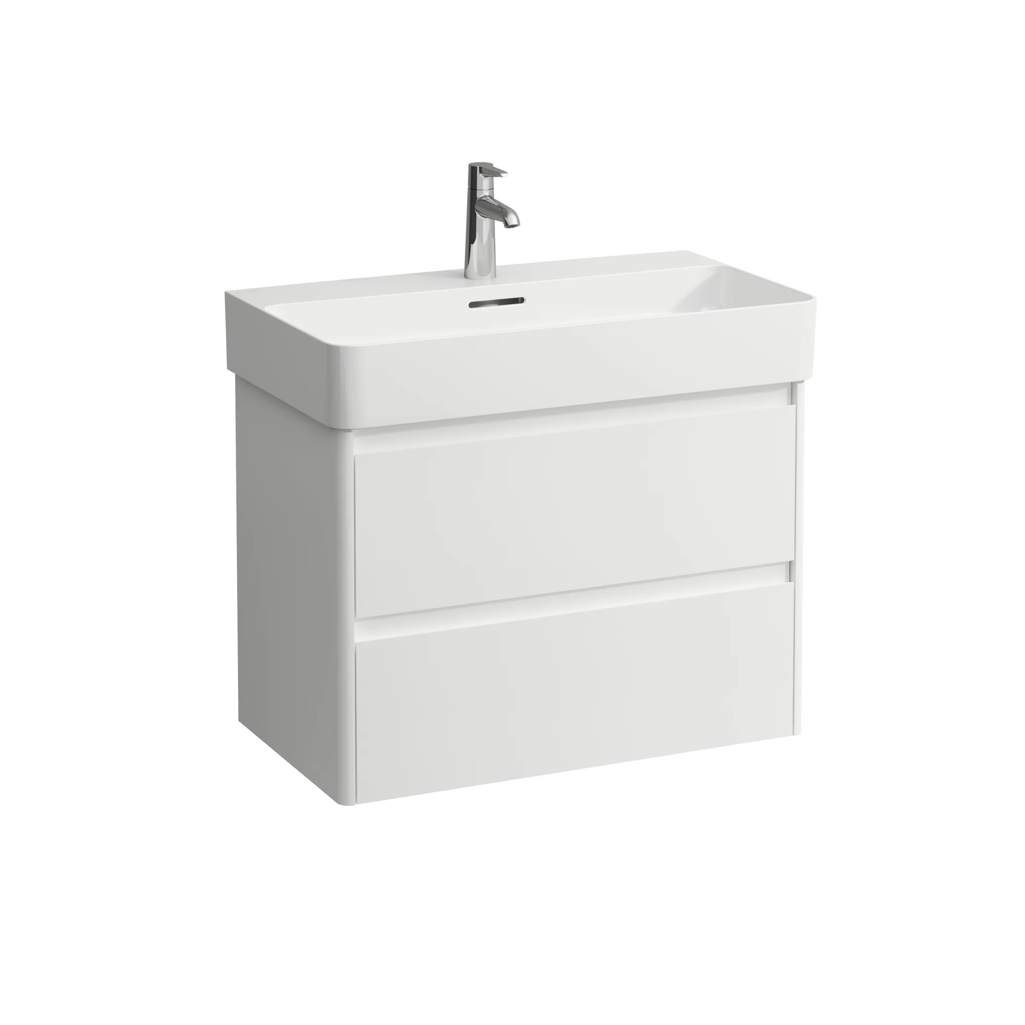 Waschtischunterbau BASE 2.0 für VAL 400x719x515 2 Schubladen mit Griffmulde für Waschtisch H810285 weiß matt