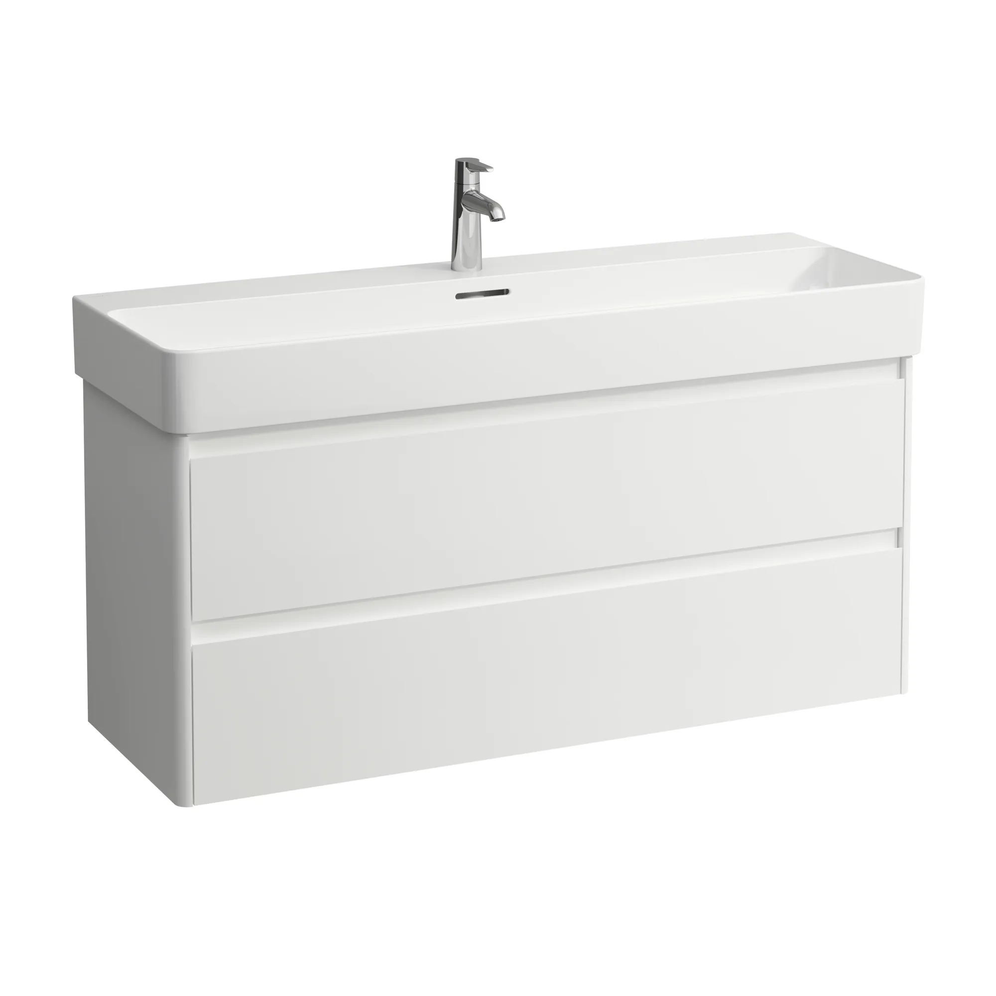 Waschtischunterbau BASE 2.0 für VAL 400x1168x515 2 Schubladen mit Griffmulde für Waschtisch H810289 weiß matt