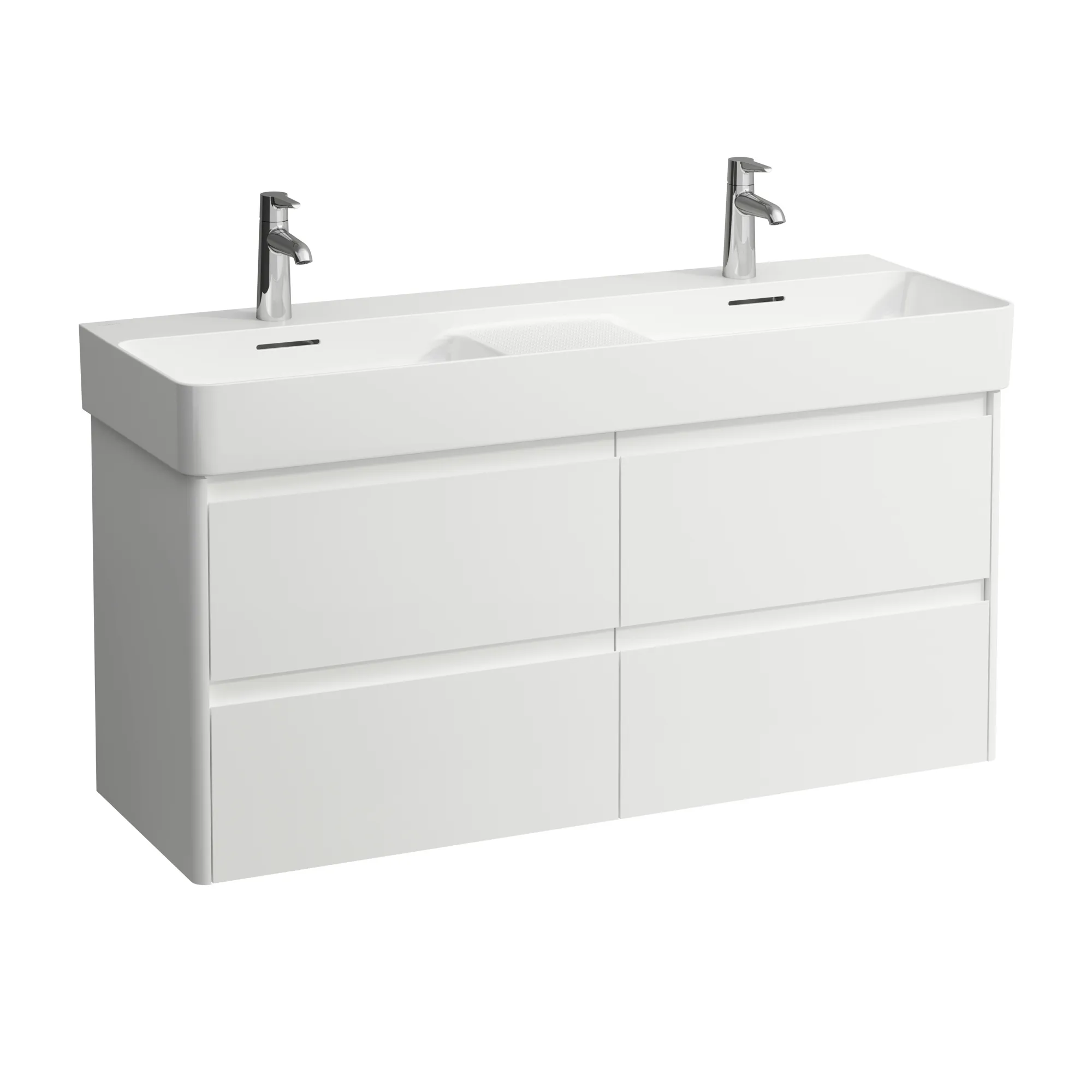 Waschtischunterbau BASE 2.0 für VAL 400x1168x515 4 Schubladen mit Griffmulde für Waschtisch H814282 weiß matt