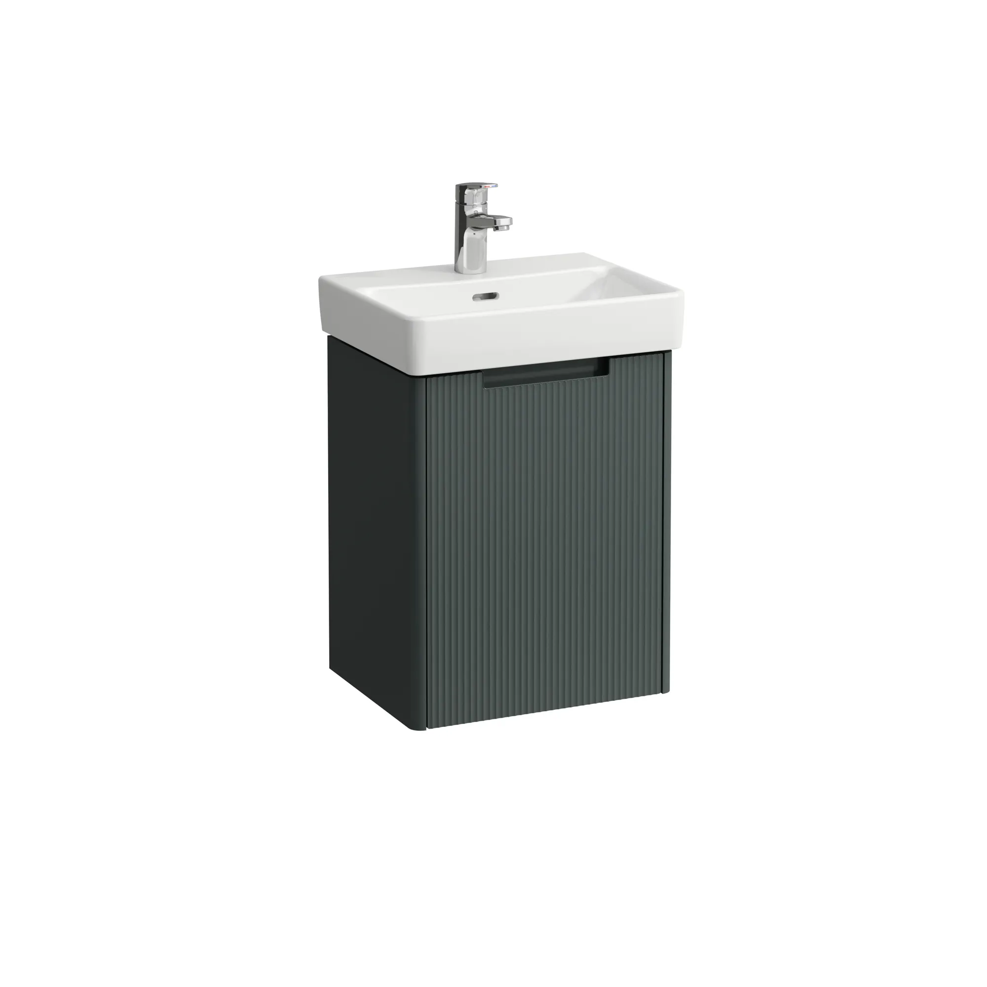 Waschtischunterbau JUNA für PRO S 320x422x515 1 Tür mit Griffmulde, Scharnier links für Waschtisch H815961 weiß matt