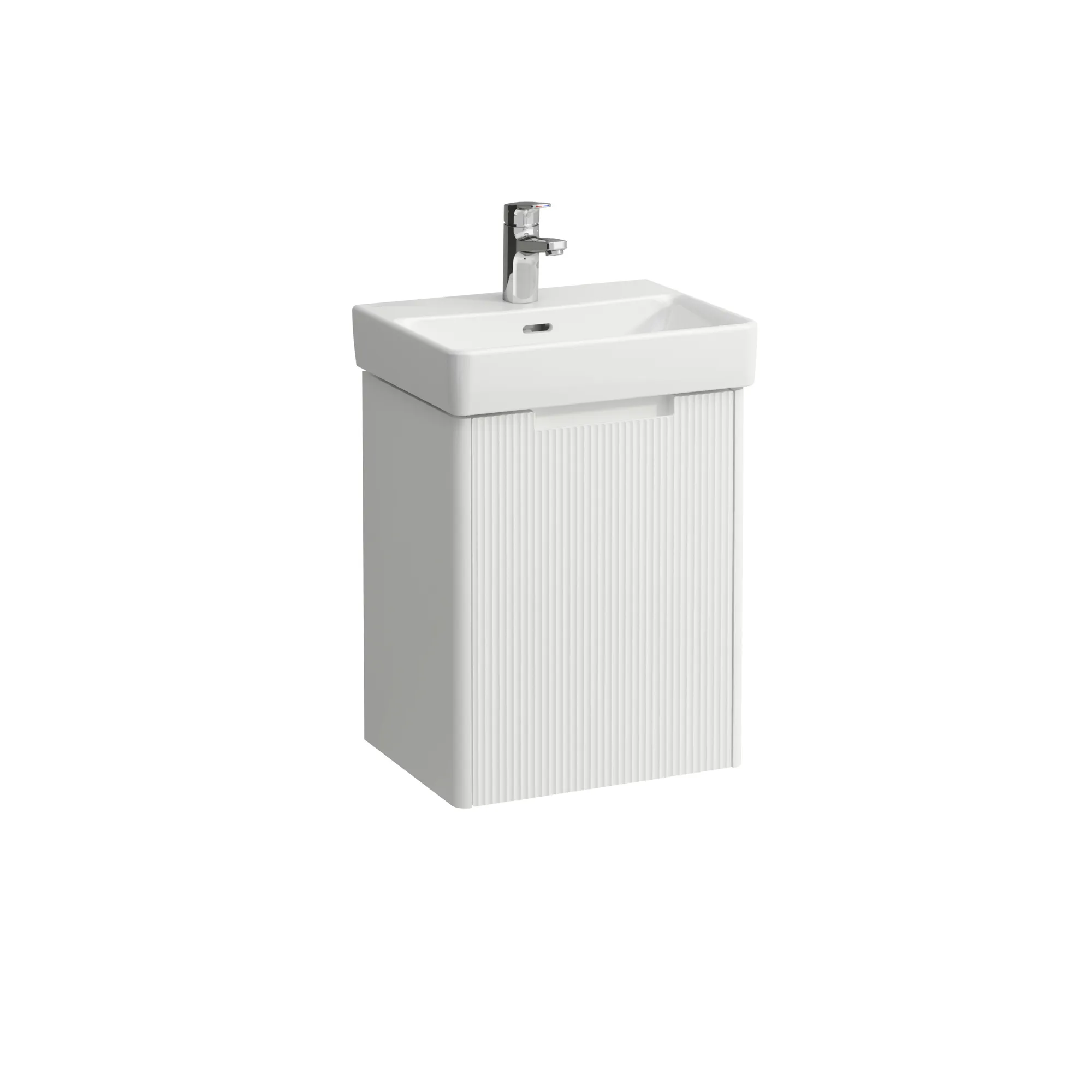 Waschtischunterbau JUNA für PRO S 320x422x515 1 Tür mit Griffmulde, Scharnier rechts für Waschtisch H815961 weiß matt