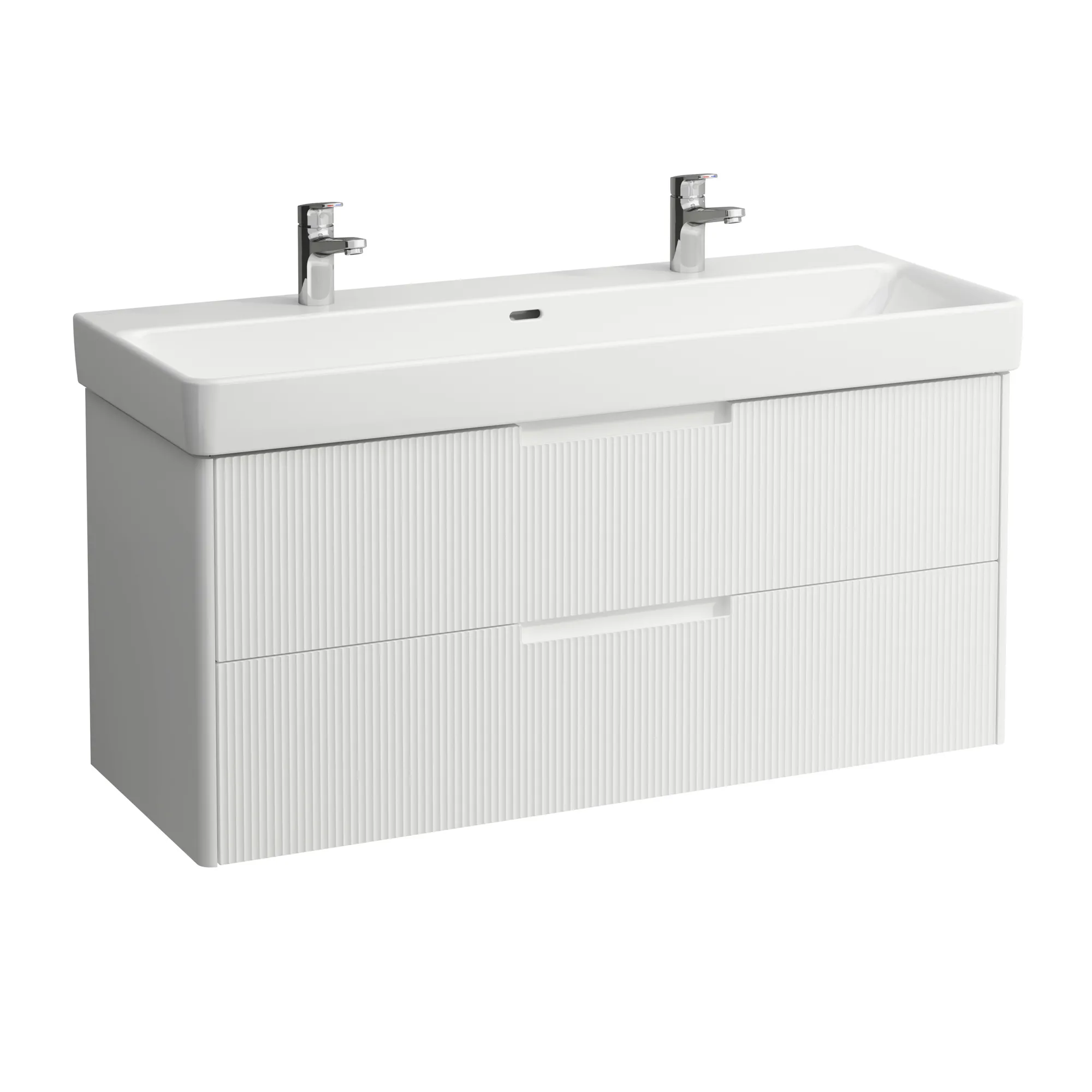 Waschtischunterbau JUNA für PRO S 446x1168x515 2 Schubladen mit Griffmulde für Waschtisch H814965 weiß matt