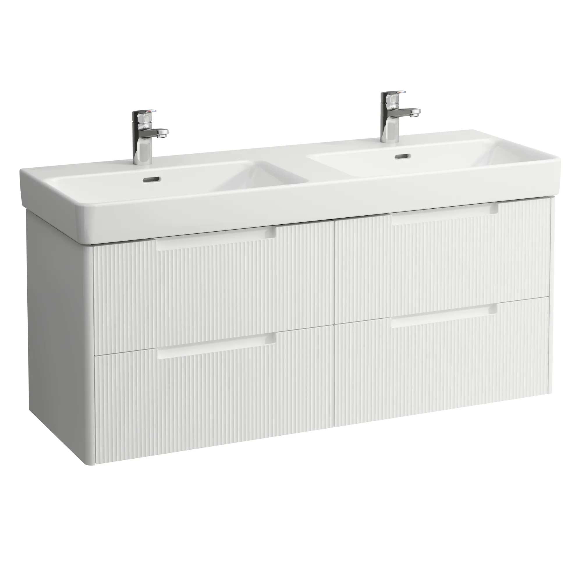 Waschtischunterbau JUNA für PRO S 446x1269x515 4 Schubladen mit Griffmulde für Waschtisch H814968 weiß matt