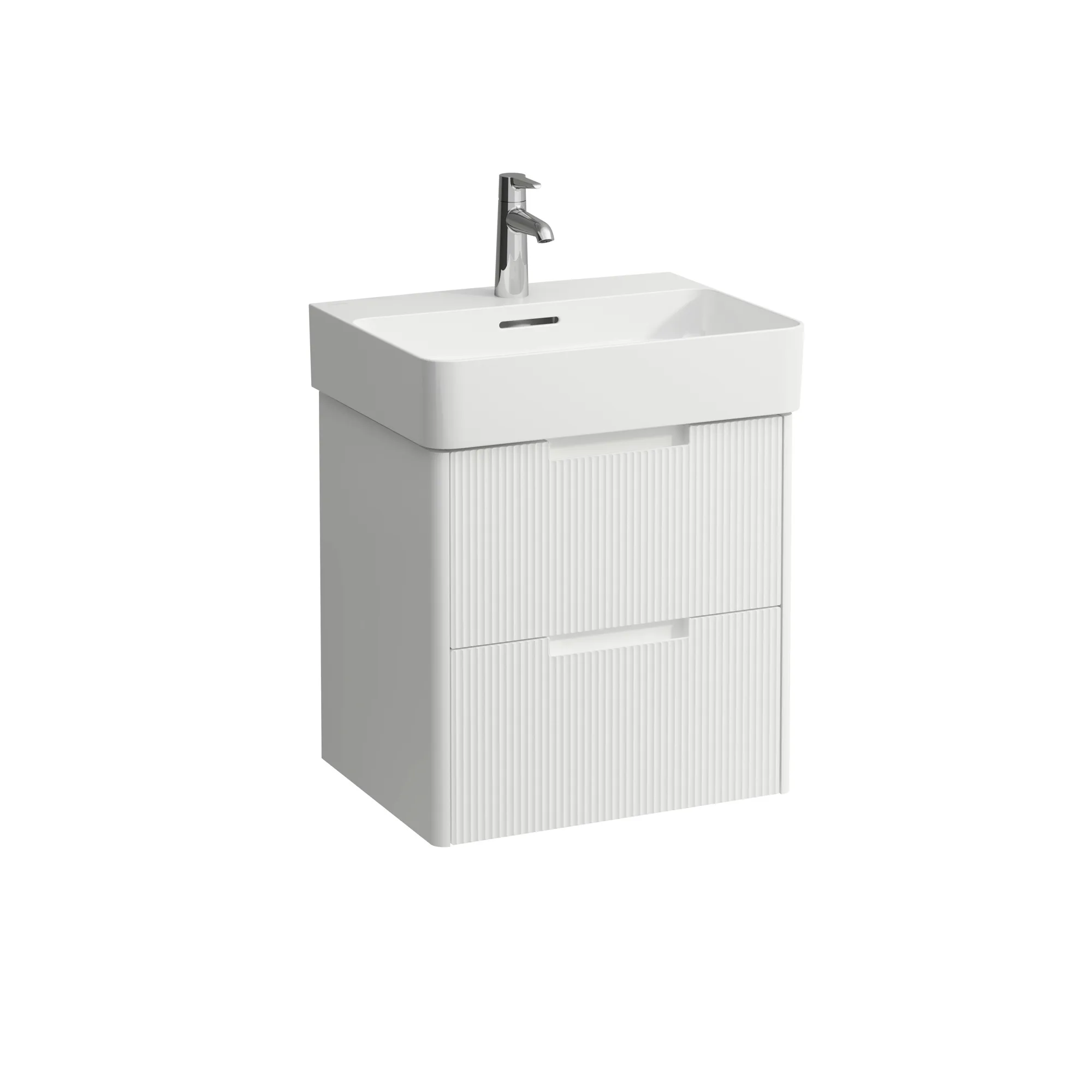 Waschtischunterbau JUNA für VAL 400x521x515 2 Schubladen mit Griffmulde für Waschtisch H810282 weiß matt