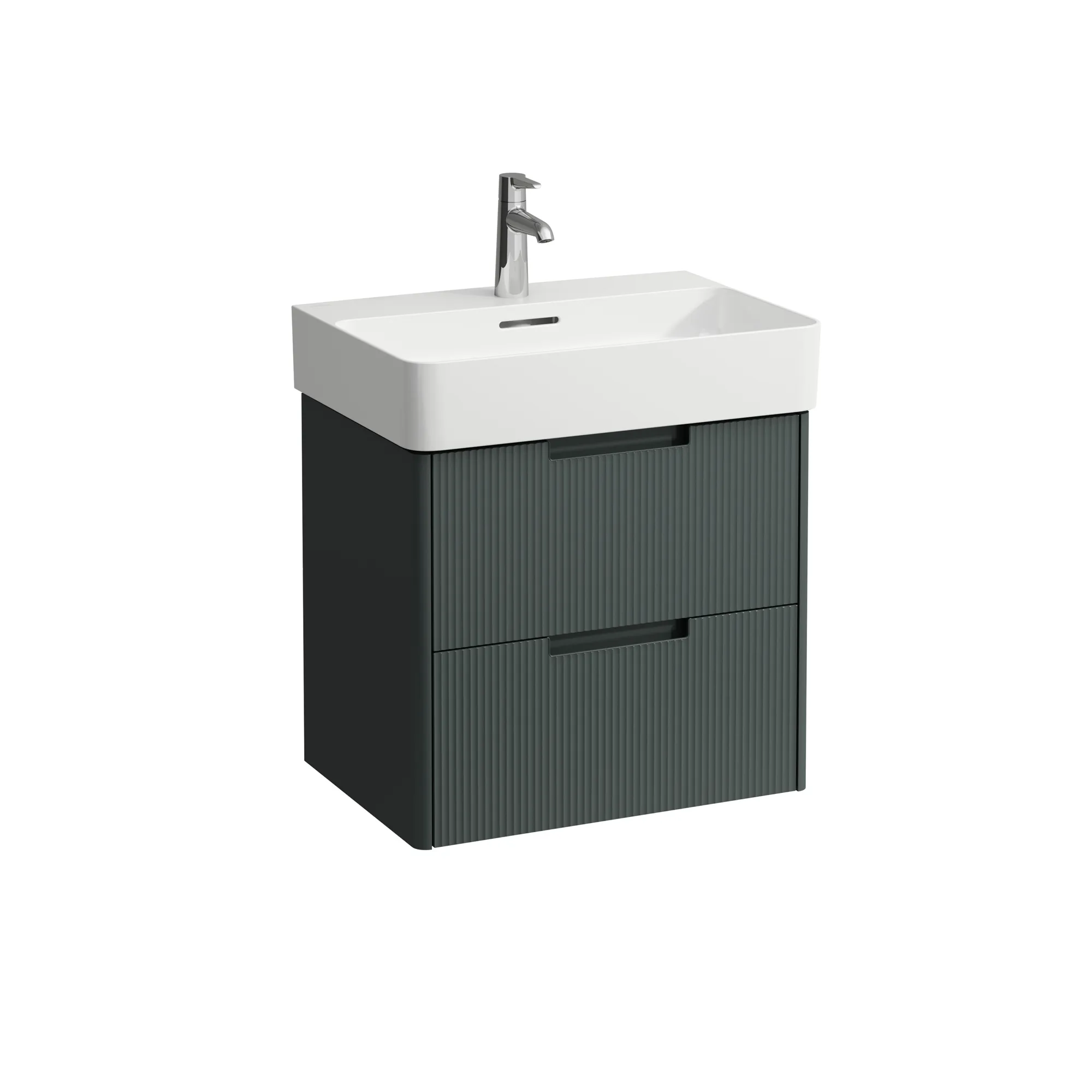 Waschtischunterbau JUNA für VAL 400x521x515 2 Schubladen mit Griffmulde für Waschtisch H810283 weiß matt