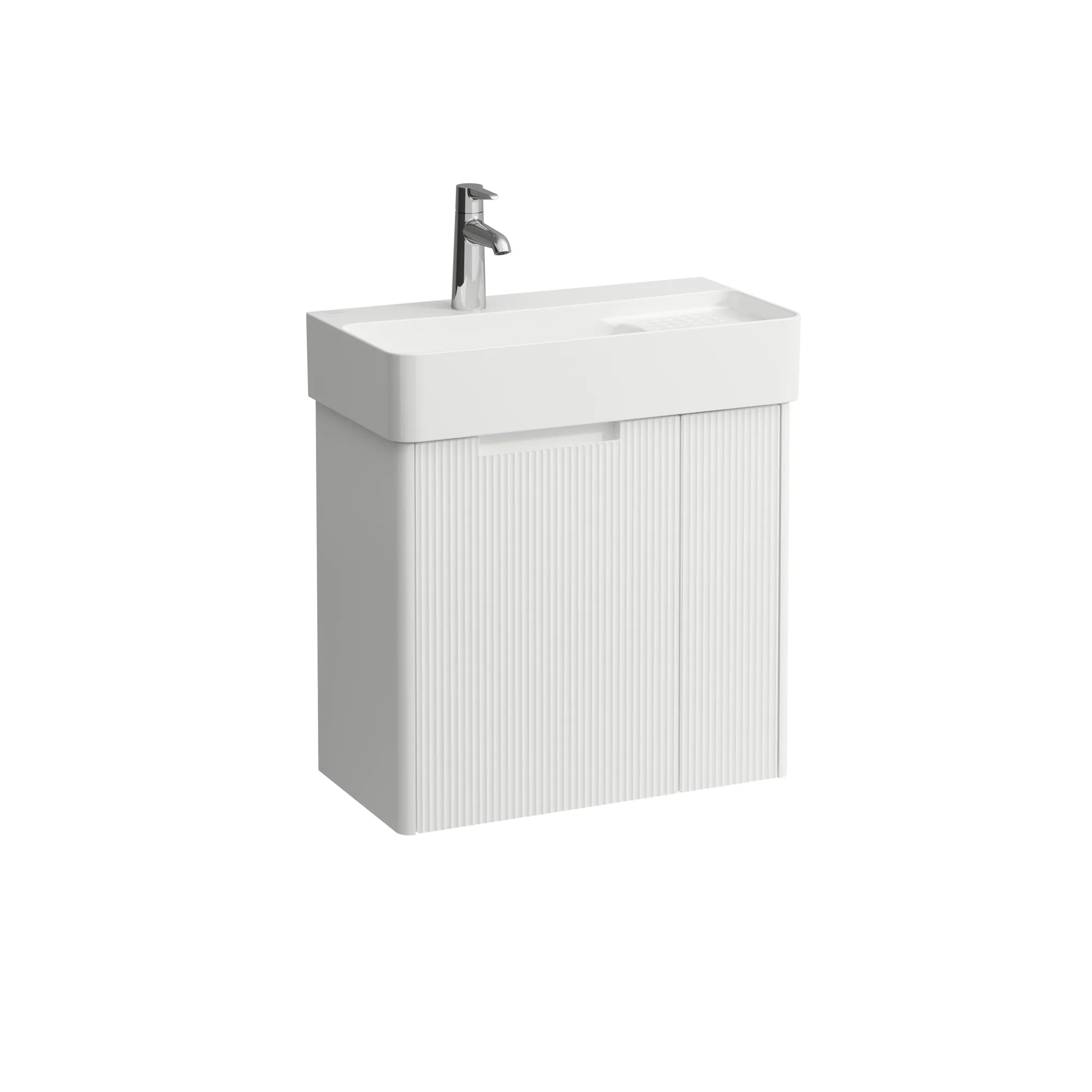 Waschtischunterbau JUNA für VAL 294x572x515 2 Türen mit Griffmulde links für Waschtisch H815285 weiß matt