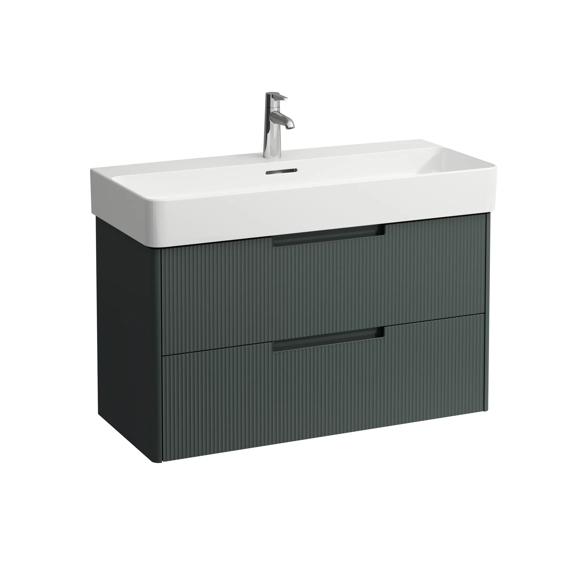 Waschtischunterbau JUNA für VAL 400x920x515 2 Schubladen mit Griffmulde für Waschtisch H810287 weiß matt