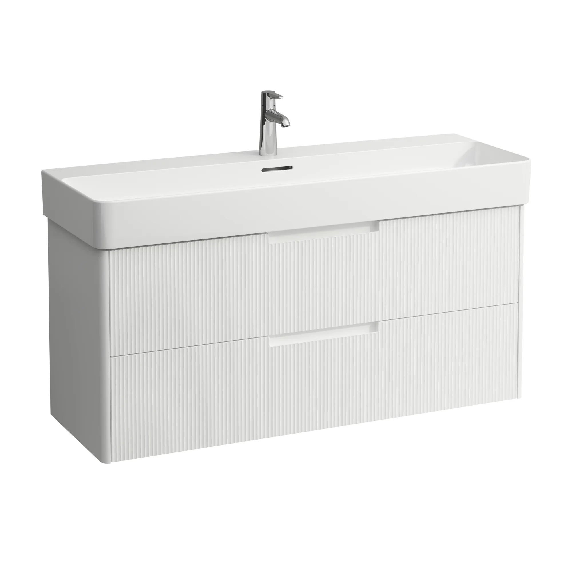 Waschtischunterbau JUNA für VAL 400x1168x515 2 Schubladen mit Griffmulde für Waschtisch H810289 weiß matt