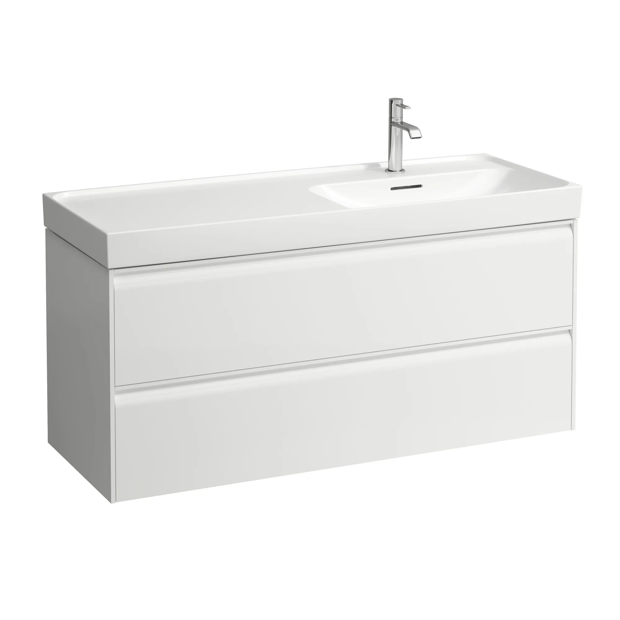 Waschtischunterbau MEDA 448x1182x515 2 Schubladen integrierte Griffleiste für Waschtisch H817119 weiß matt