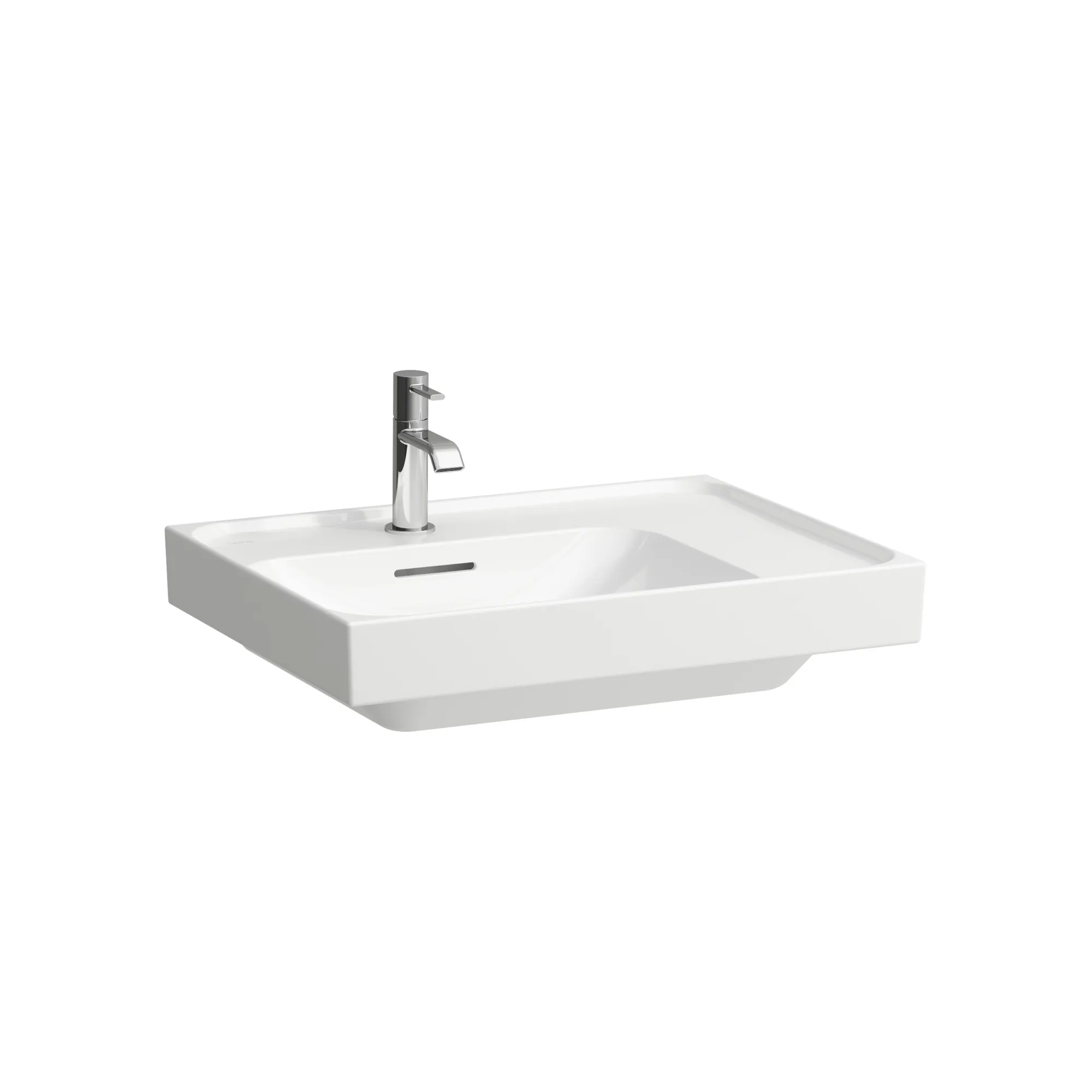 Waschtisch MEDA 460x600x160 Ablage rechts 1 Hahnloch mit Überlauf Weiß