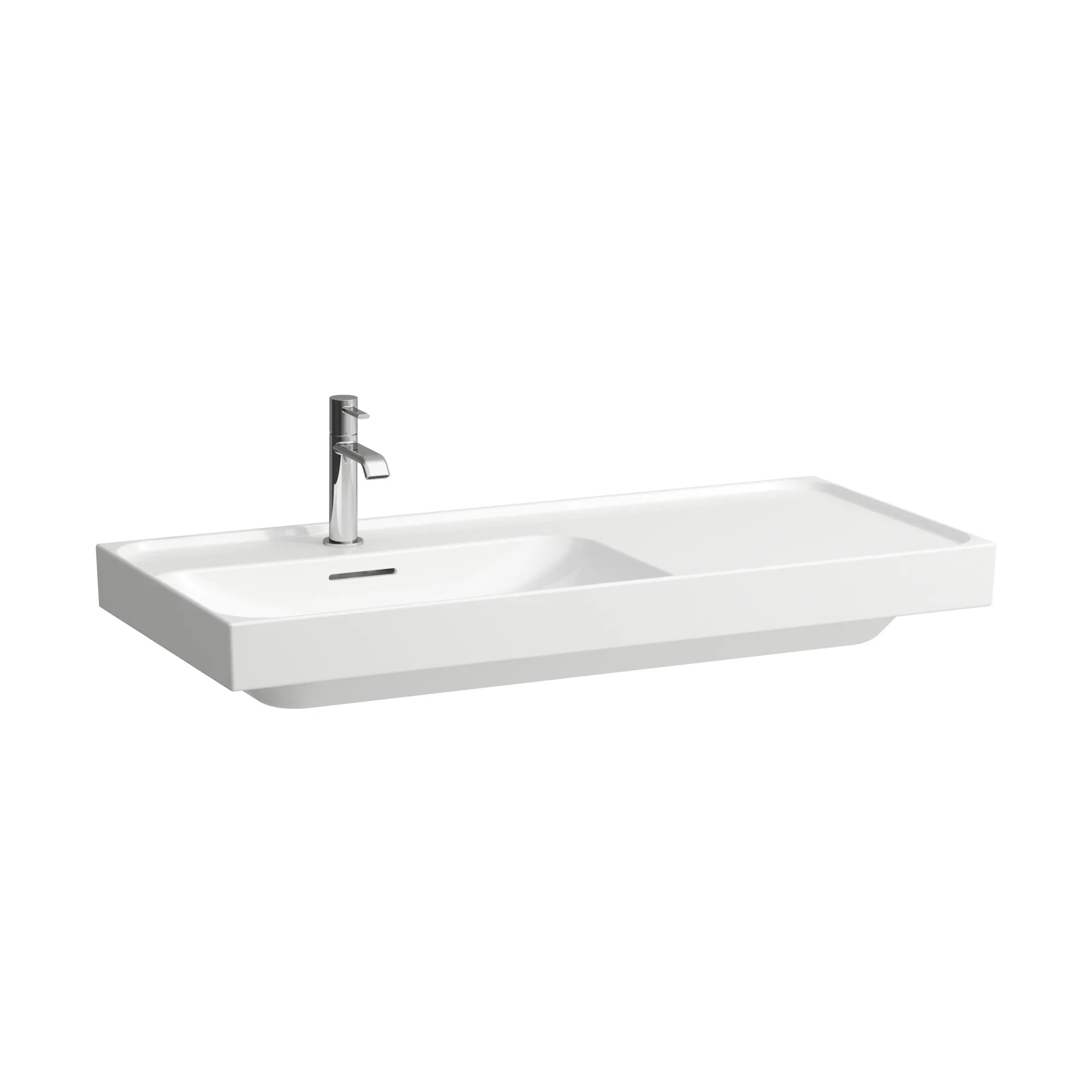 Waschtisch MEDA 460x1000x160 Ablage rechts 1 Hahnloch mit Überlauf Weiß