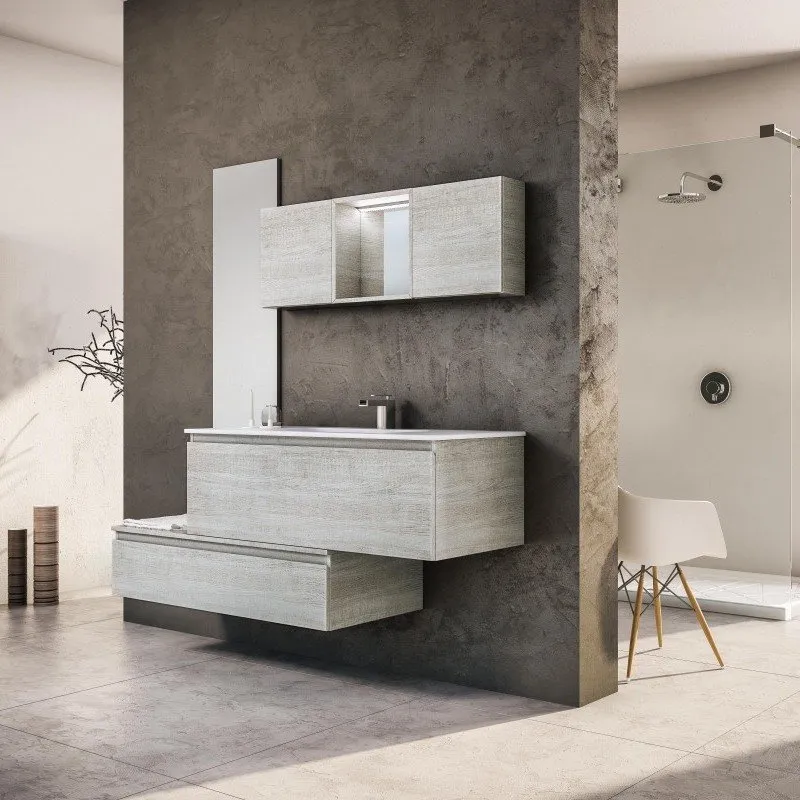 GOLA 2 WASCHTISCH-WANDSCHRANK 1 SCHUBLADE MIT KONSOLE UND SPIEGEL