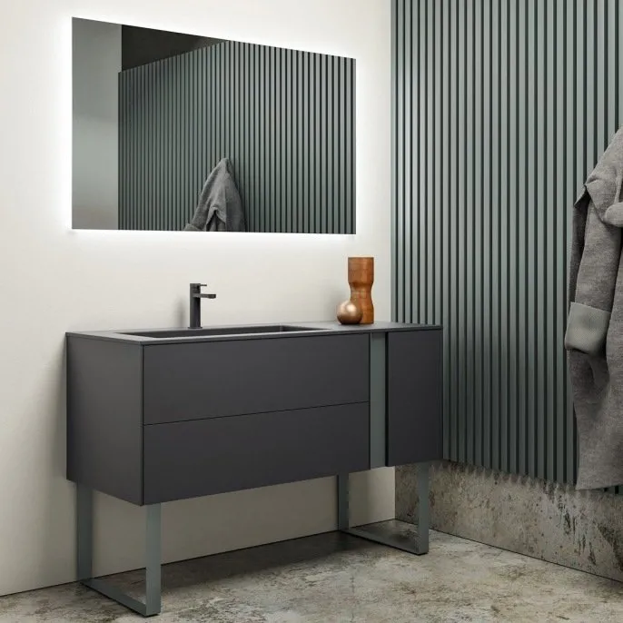 ELEMENTI METALLICI WASCHTISCHUNTERSCHRANK MIT 2 SCHUBLADEN UND SPIEGEL