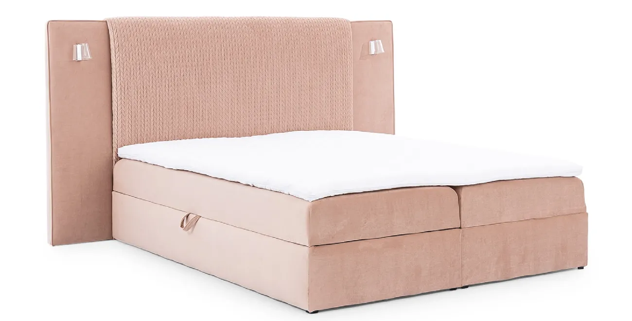 Boxspringbett Marbella 200x200 (Bonell-Matratze und Topper), mit zwei Bettkästen für die Bettwäsche