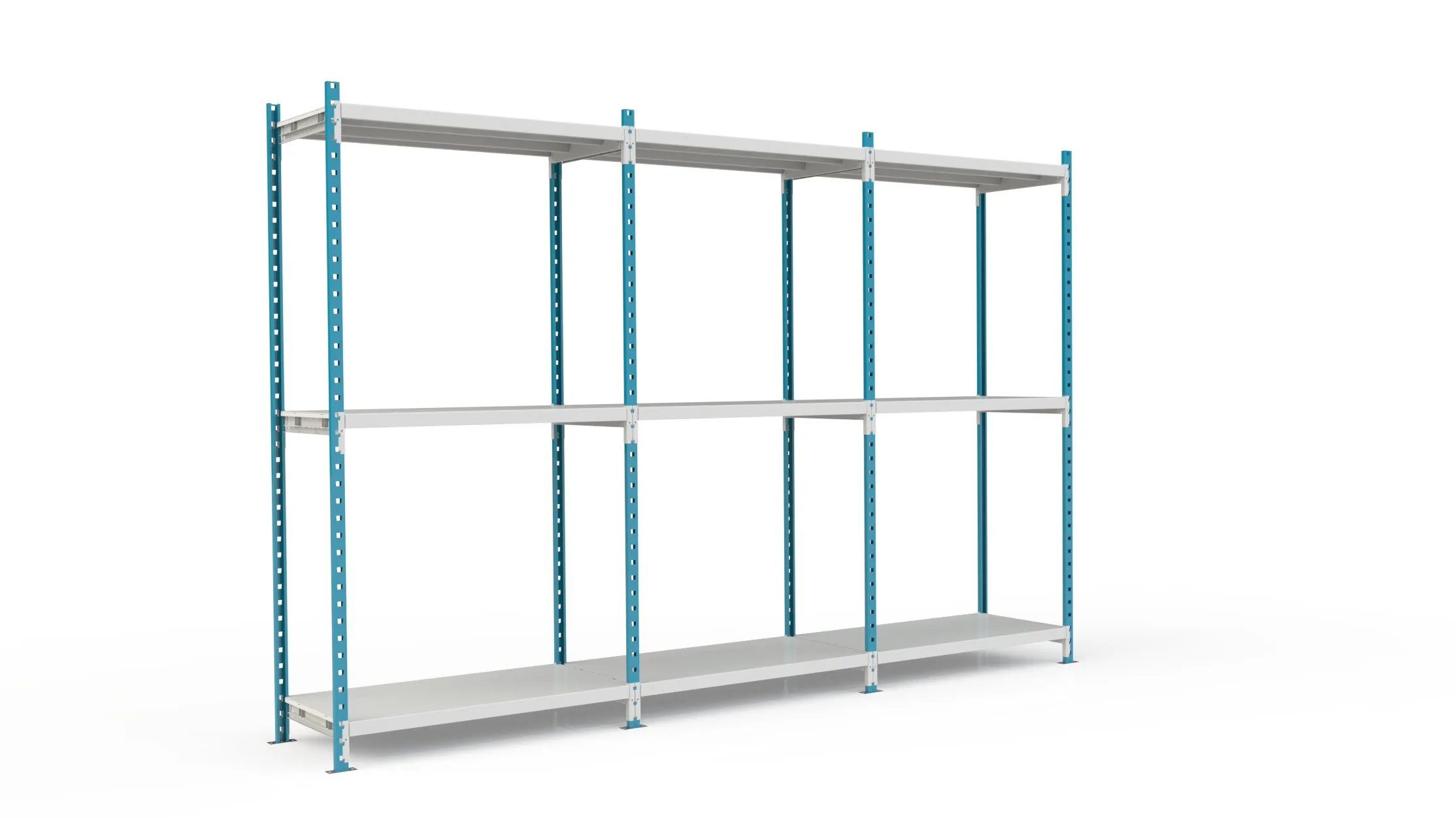 Fachbodenregal MAXIMUS Pro | Grundregal | HxBxT200x125x30cm | 6 Ebenen | PVC-Fachboden | Fachlast 248kg | Lichtblau/Lichtgrau