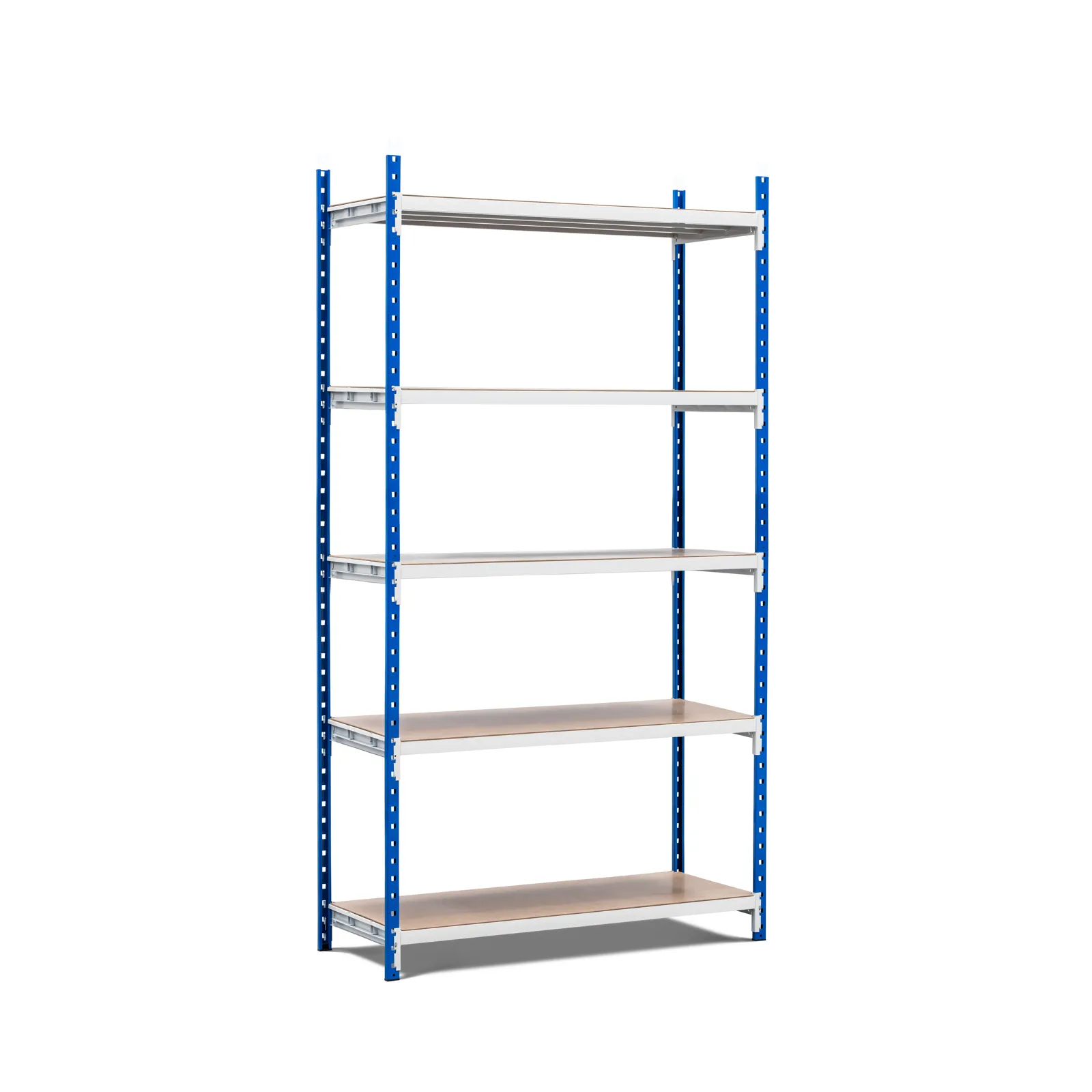 Fachbodenregal MAXIMUS Pro | Anbauregal | HxBxT 240x125x100cm | 5 Ebenen | Spanplatten-Fachboden | Fachlast 278kg | Lichtblau/Lichtgrau