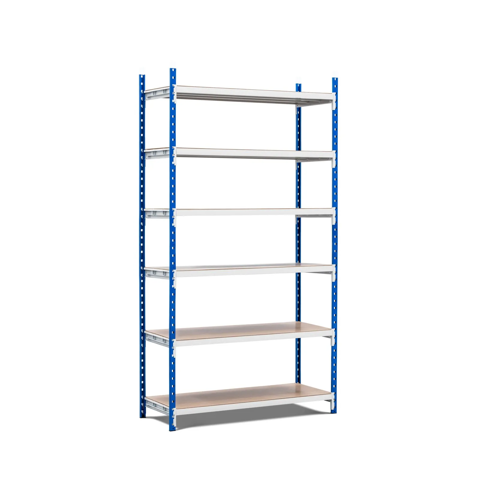 Fachbodenregal MAXIMUS Pro | Anbauregal | HxBxT 220x125x120cm | 6 Ebenen | Spanplatten-Fachboden | Fachlast 248kg | Lichtblau/Lichtgrau