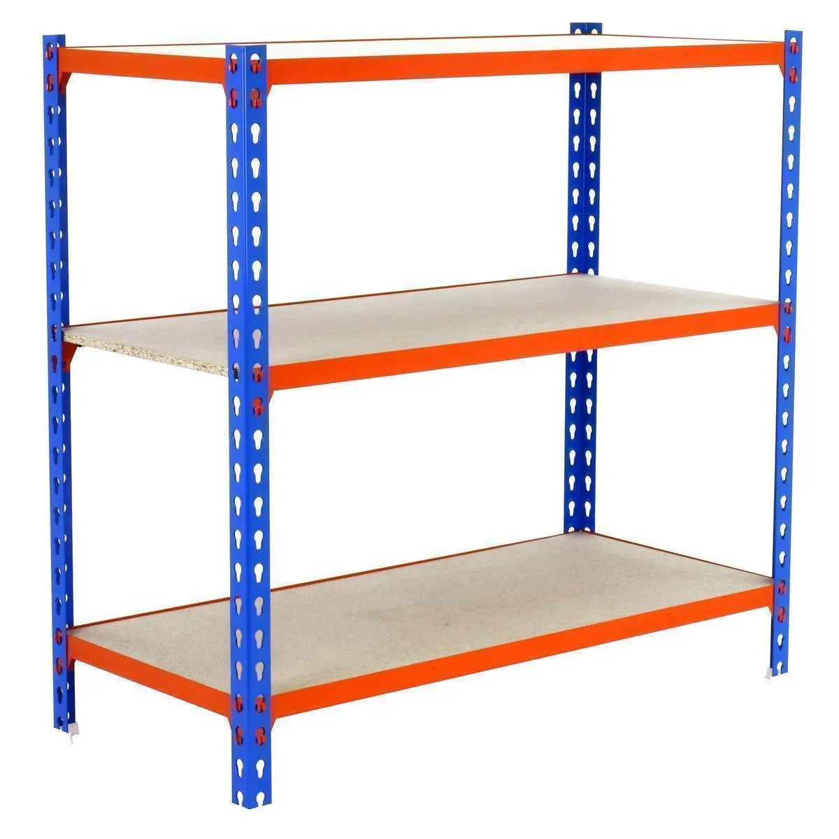 Schwerlastregal SMALL MULI | HxBxT 100x100x50cm | 3 Fachböden | Fachlast 150kg | Blau-Orange | Lagerregal Kellerregal Werkstattregal Metallregal Fachbodenregal Steckregal