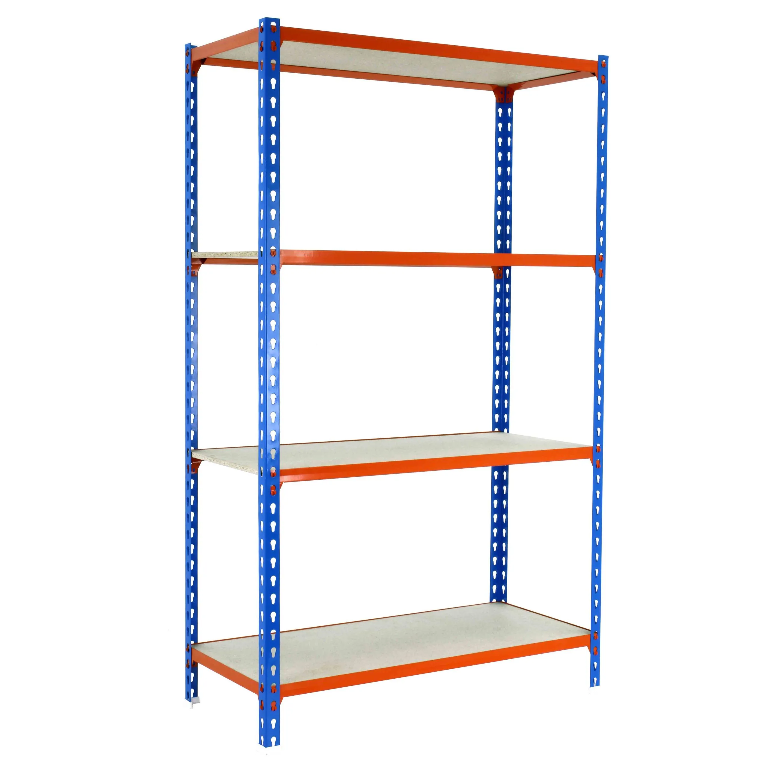 Schwerlastregal MID MULI | HxBxT 150x80x30cm | 4 Fachböden | Fachlast 150kg | Blau-Orange | Lagerregal Kellerregal Werkstattregal Metallregal Fachbodenregal Steckregal