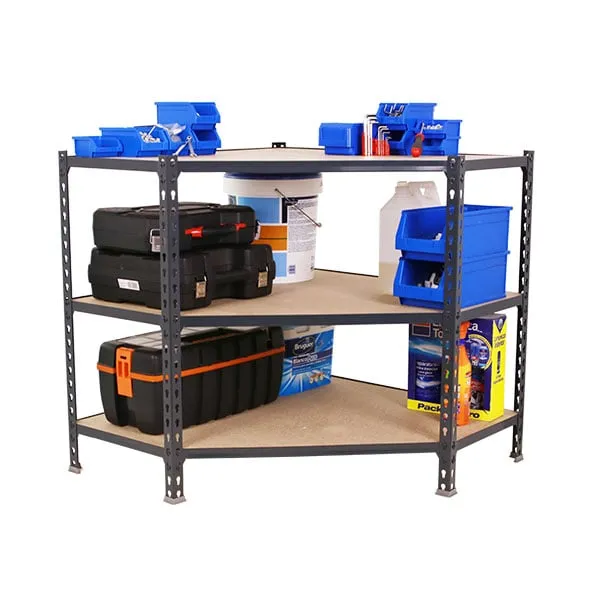 Eckregal SMALL MULI | HxBxT 90x90x50cm | 3 Fachböden | Fachlast 200kg | Anthrazit | Lagerregal Kellerregal Werkstattregal Metallregal Fachbodenregal Steckregal