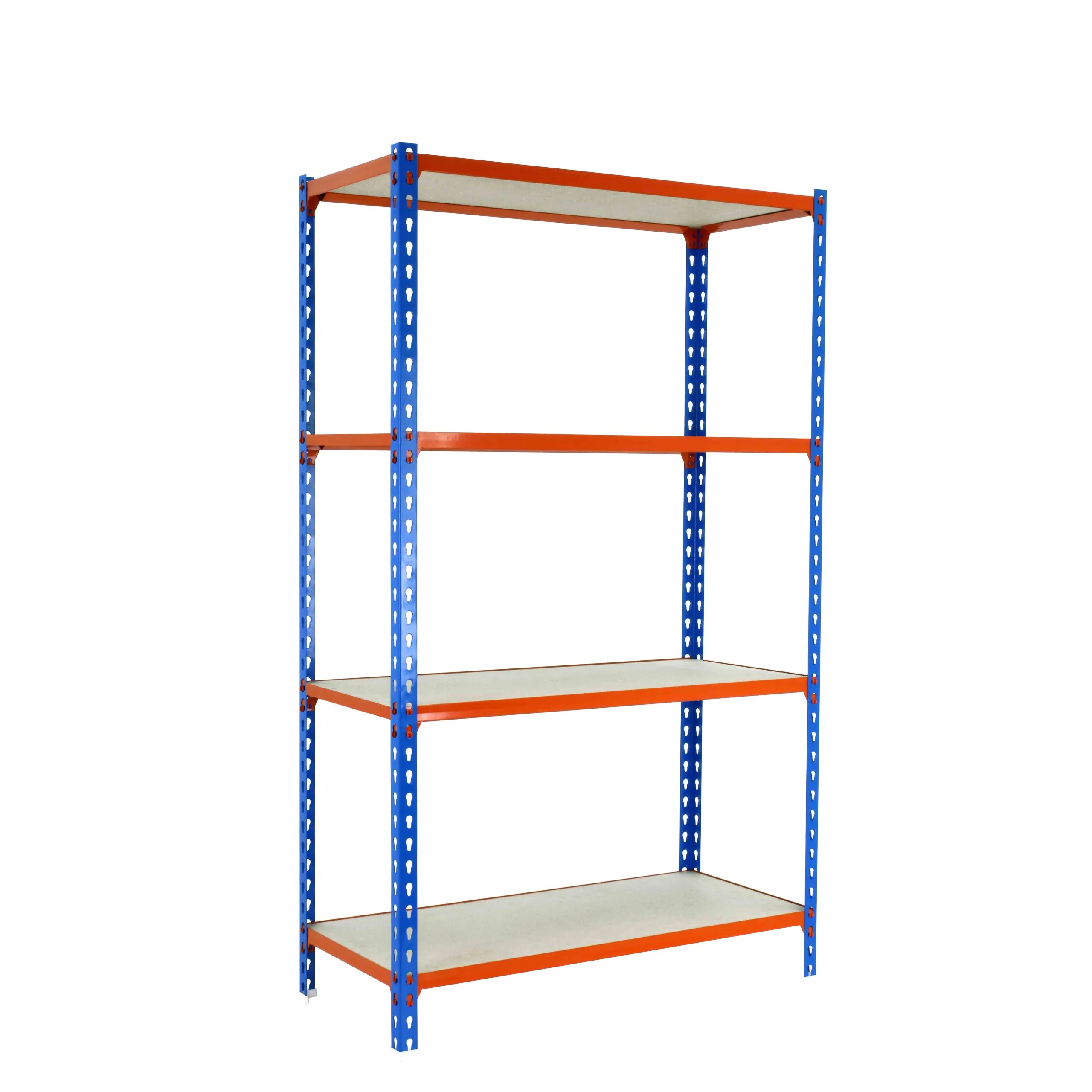 Schwerlastregal MID MULI | HxBxT 150x120x40cm | 4 Fachböden | Fachlast 200kg | Blau-Orange | Lagerregal Kellerregal Werkstattregal Metallregal Fachbodenregal Steckregal