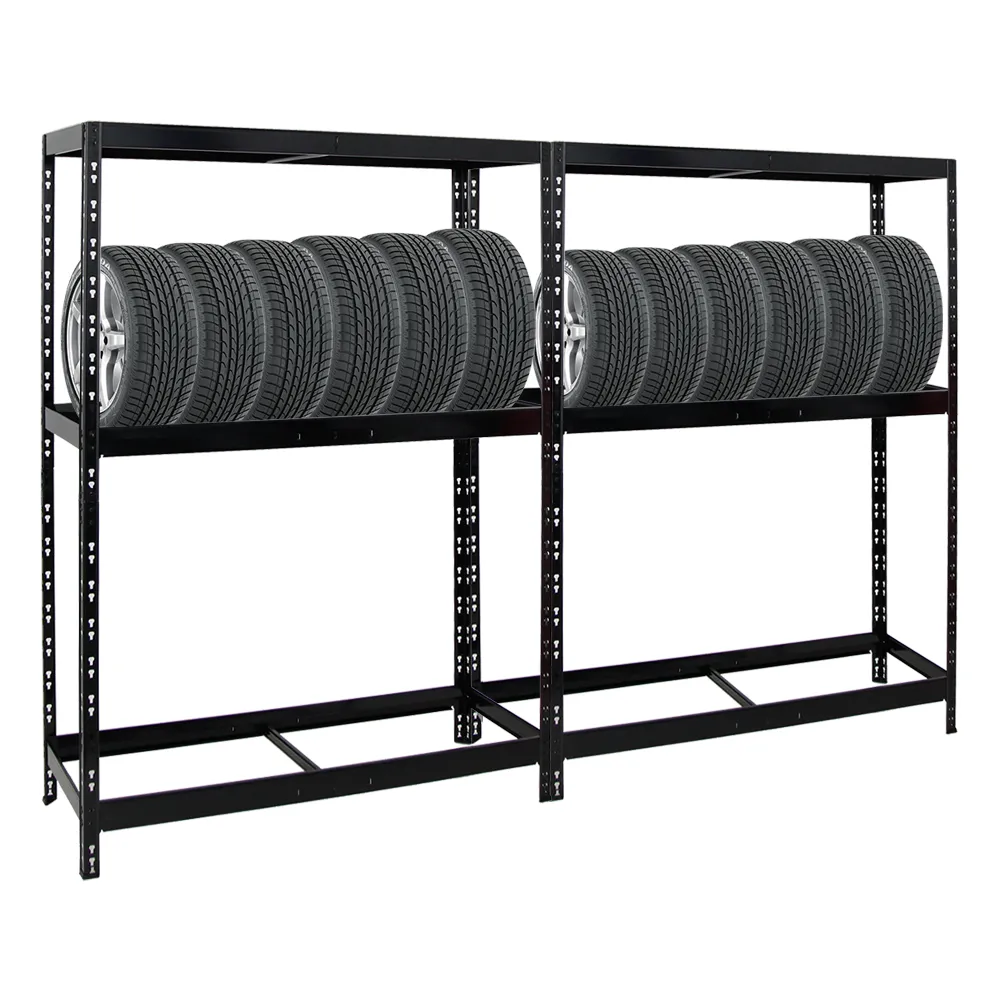Mega Deal | 2x Reifenregal Tiger | HxBxT 180x130x50 cm | bis zu insgesamt 24 Reifen | mit Fachboden | Schwarz