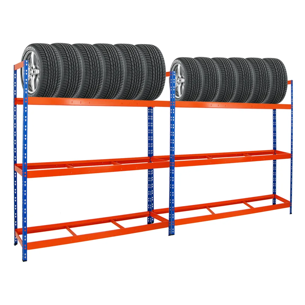 Mega Deal | 2x Reifenregal Tiger XL | HxBxT 200x180x45 cm | 300kg Fachlast | bis zu 42 Reifen | Blau-Orange