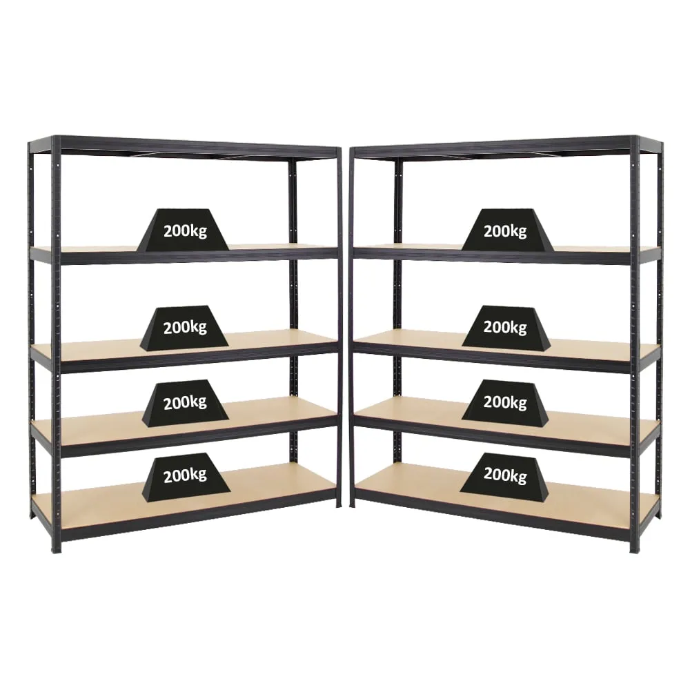 Mega Deal | 2x Schwerlastregal Giant Elephant | HxBxT 180x150x45 cm |  Fachlast 200kg | Schwarz