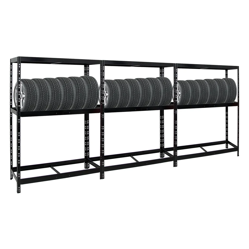 Mega Deal | 3x Reifenregal Tiger | HxBxT 180x130x50 cm | bis zu insgesamt 36 Reifen | mit Fachboden | Schwarz