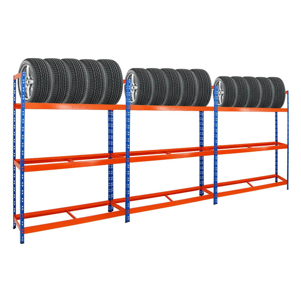 Mega Deal | 3x Reifenregal Tiger XL | HxBxT 200x150x45 cm | 300kg Fachlast | bis zu 54 Reifen | Blau-Orange