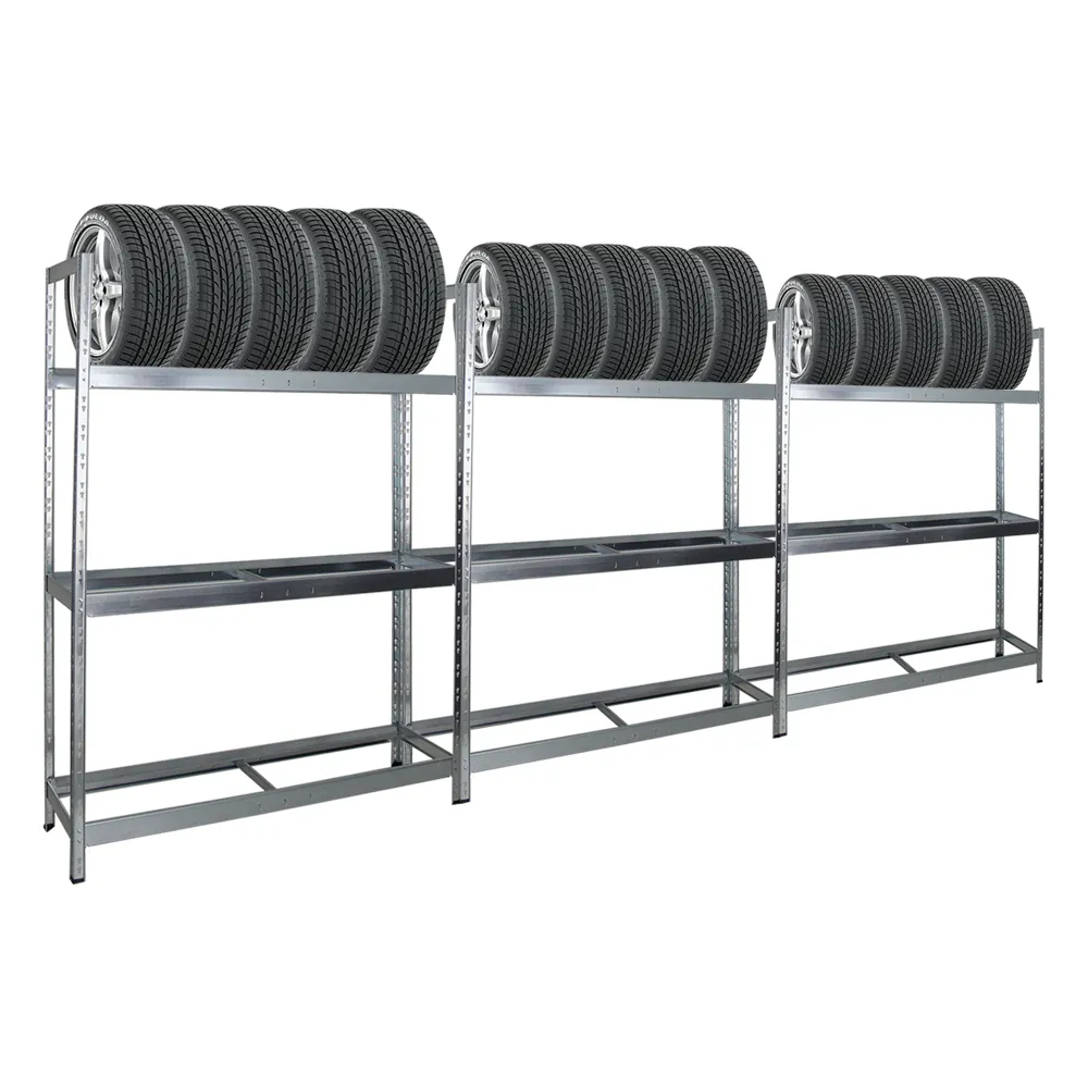 Mega Deal | 3x Reifenregal Tiger XL | HxBxT 200x150x45 cm | 300kg Fachlast | bis zu 54 Reifen | Verzinkt