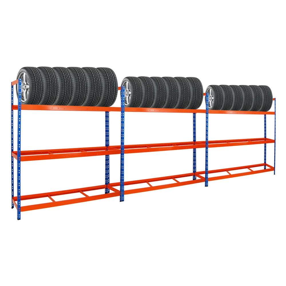 Mega Deal | 3x Reifenregal Tiger XL | HxBxT 200x180x45 cm | 300kg Fachlast | bis zu 63 Reifen | Blau-Orange